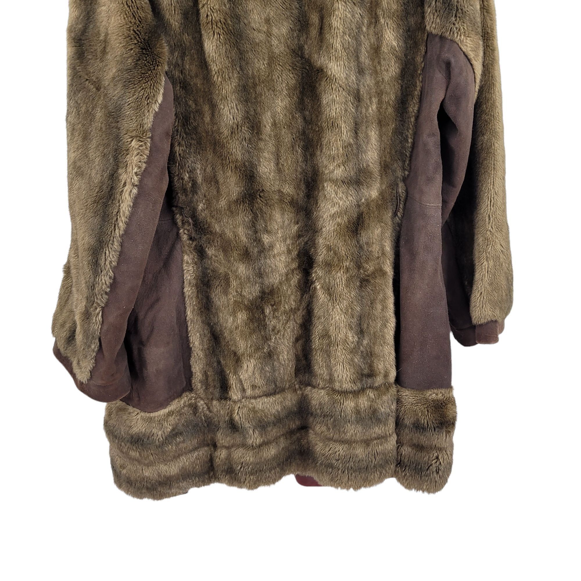Vintage Vtg 60s Lilli Ann Vegan Faux Fur Swing Coat Sz M Brown Leath Size M / US 6-8 / IT 42-44 - 8 Thumbnail