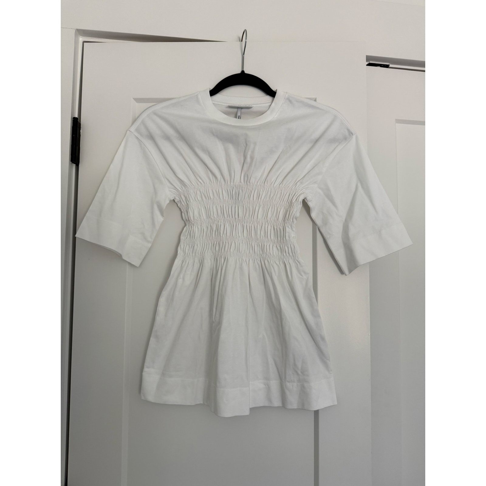 Ganni $300 New Ganni Smocked Jersey White Top - XXS Size XXS / US 00 / IT 34 - 3 Thumbnail
