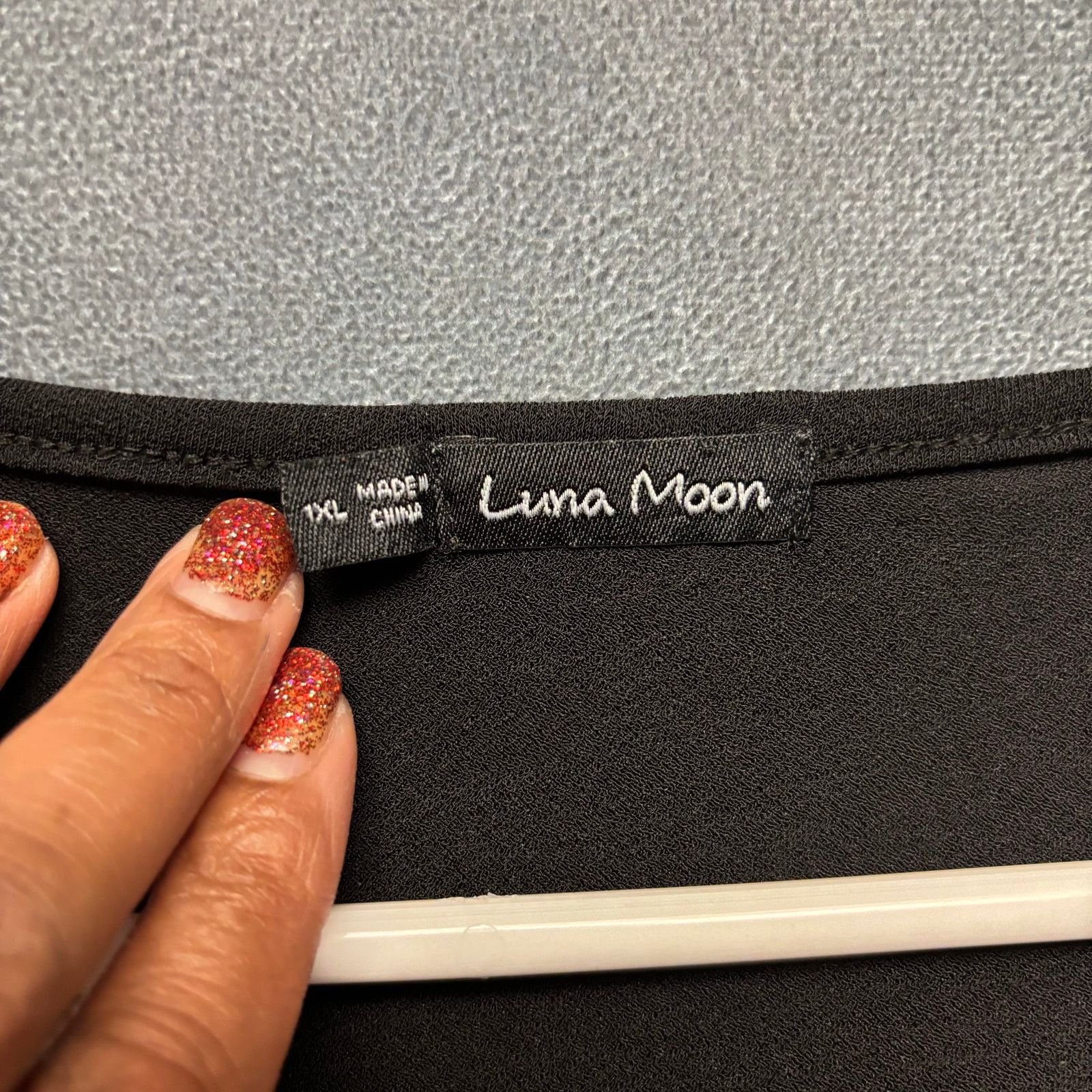 Other Luna Moon Black Button Front Blouse Puff Sleeve Casual Top Size XXL / US 16-18 / IT 52-54 - 2 Thumbnail