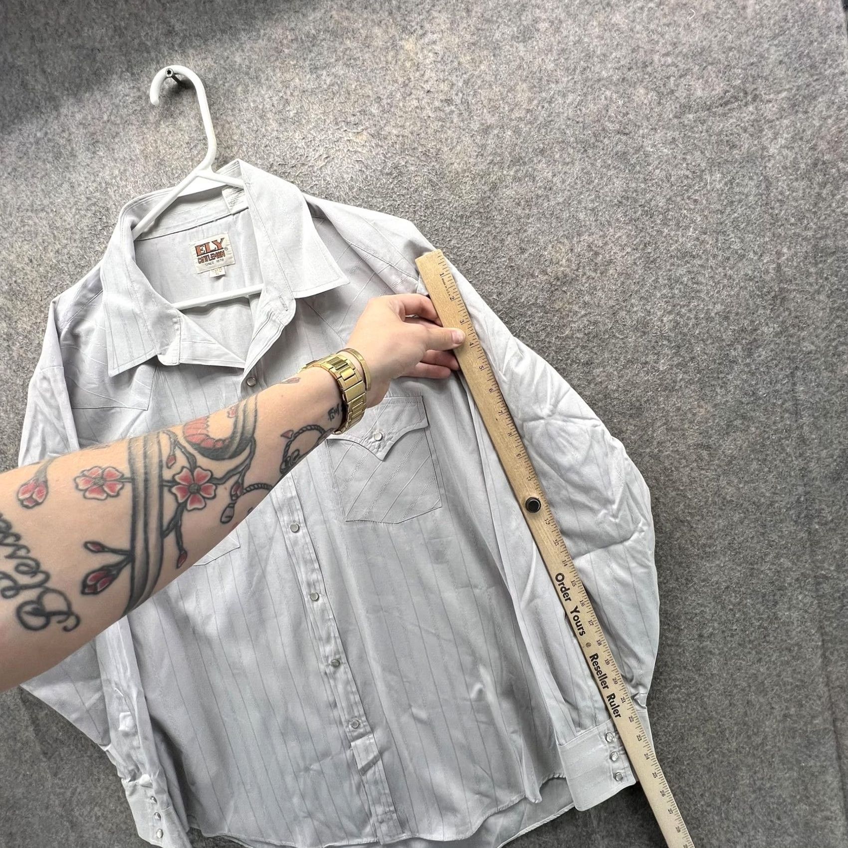 Vintage Ely Cattleman Shirt Mens XL Gray Stripe Long Sleeve Western Snap Front Cowboy Size US XL / EU 56 / 4 - 4 Thumbnail