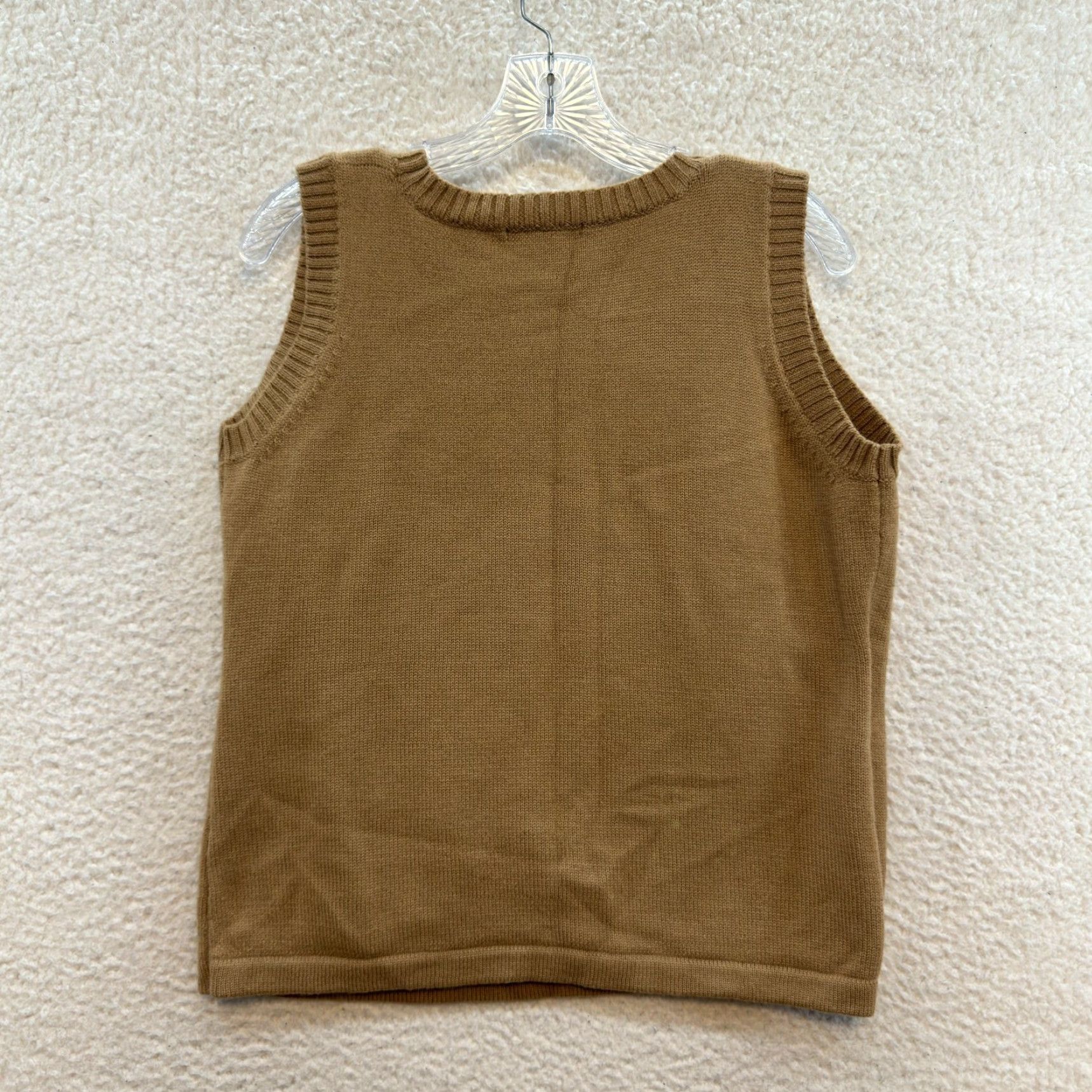 Anthropologie VINTAGE Anthropologie Isabella Bird Wool Vest Top Petite L PL Tan Knit Wrap Preppy Boho Blouse Women Mens? Size L / US 10 / IT 46 - 2 Thumbnail