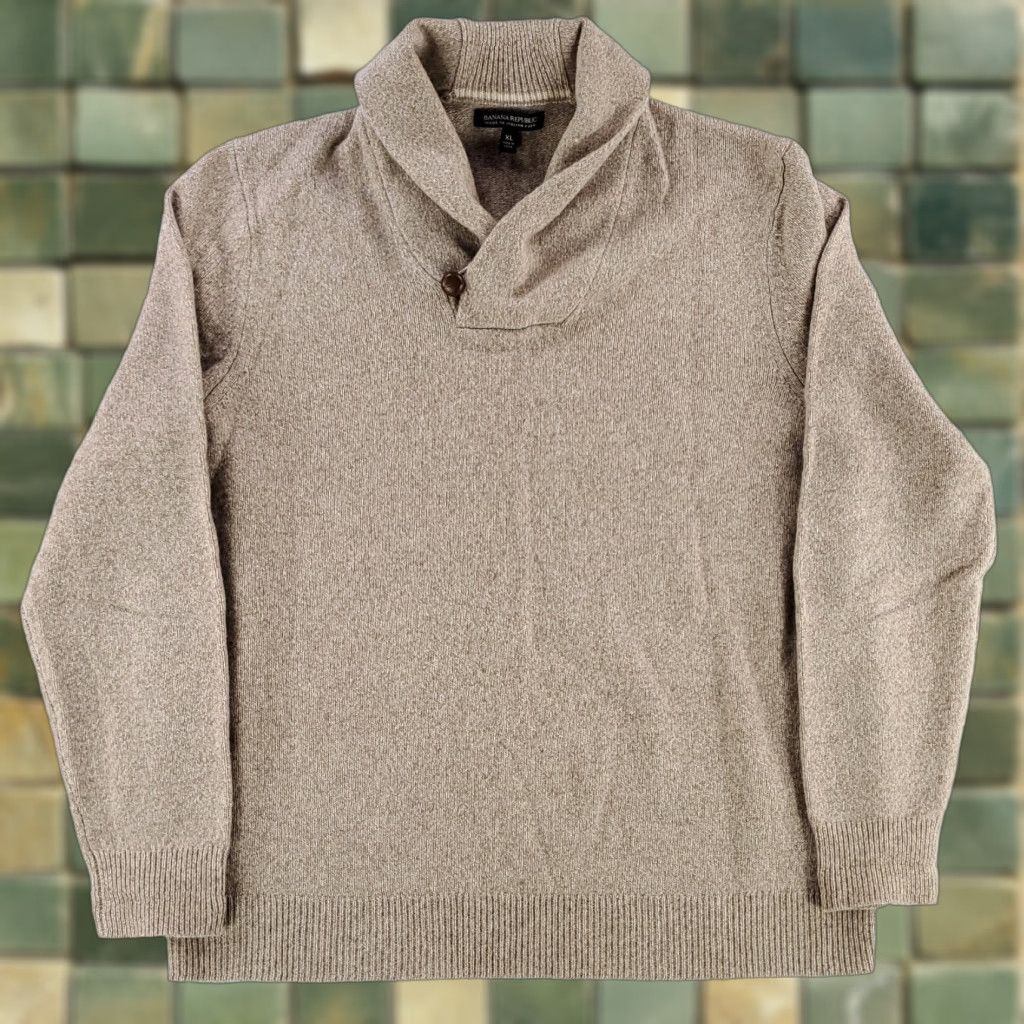 Banana Republic Banana Republic Sweater XL Mens Brown 100% Merino Shawl Collar Italian Yarn Pullover Size US XL / EU 56 / 4 - 1 Thumbnail