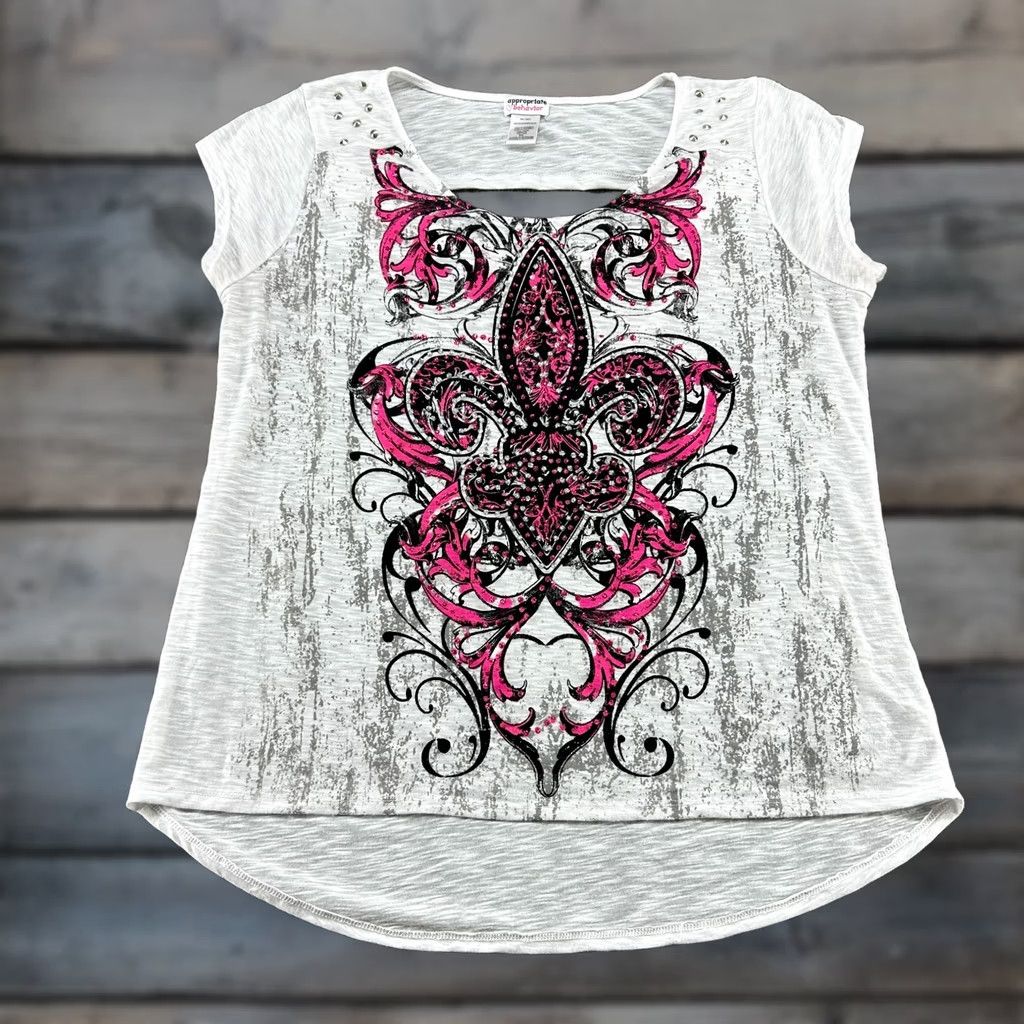Vintage VINTAGE Appropriate Behavior T-Shirt Women 2XL White Cap Sleeve Rhinestone Butterfly Crew Neck Cotton Knit Basic Short Sleeve Pullover Casual Size XXL / US 16-18 / IT 52-54 - 1 Thumbnail