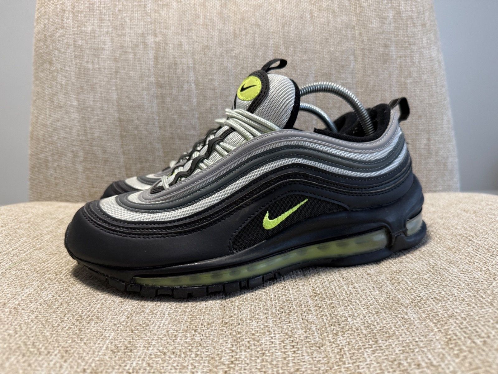 Nike Nike Air Max 97 Icons Mens Neon Green Sneakers Shoes Black Size US 8.5 / EU 41-42 - 6 Thumbnail