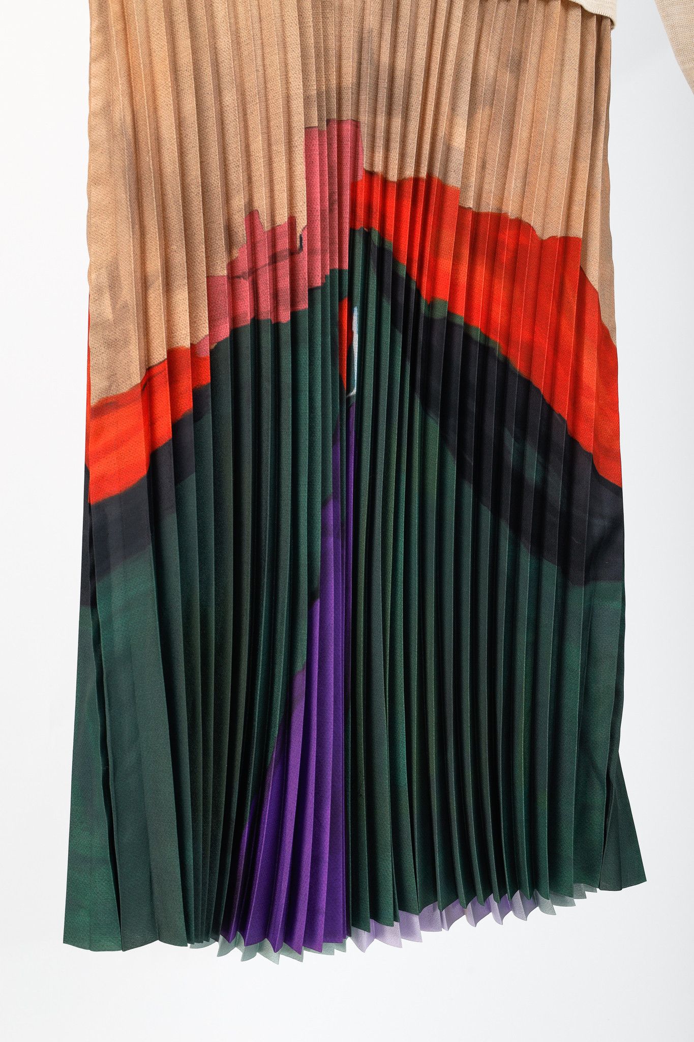 Other Stella Jean AW/21 Beige Wool Pleated-Skirt Midi Dress Size L / US 10 / IT 46 - 8 Thumbnail