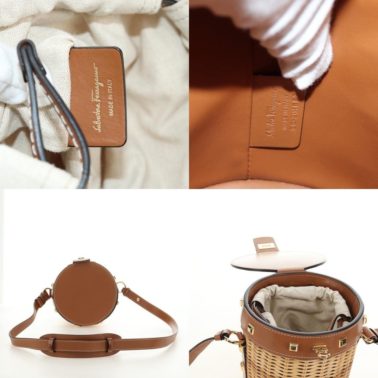Salvatore Ferragamo Salvatore Ferragamo Gancini Straw Shoulder Bag Beige Size ONE SIZE - 14 Thumbnail