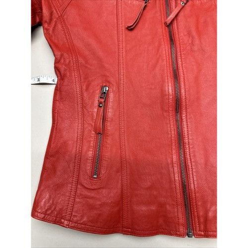 Other Leather Farm Womens Red Slim Motorcycle Jacket Genuine Leath Size M / US 6-8 / IT 42-44 - 5 Thumbnail