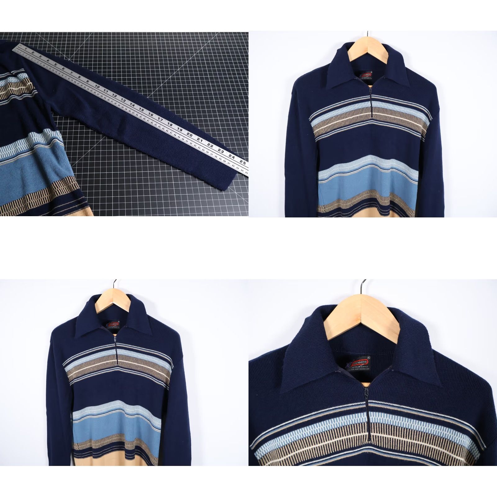 Vintage VINTAGE Drummond Sweater Stripe 1/4 Zip Dark Blue Knit Mens M XL Preppy Retro Pullover Size US M / EU 48-50 / 2 - 8 Thumbnail