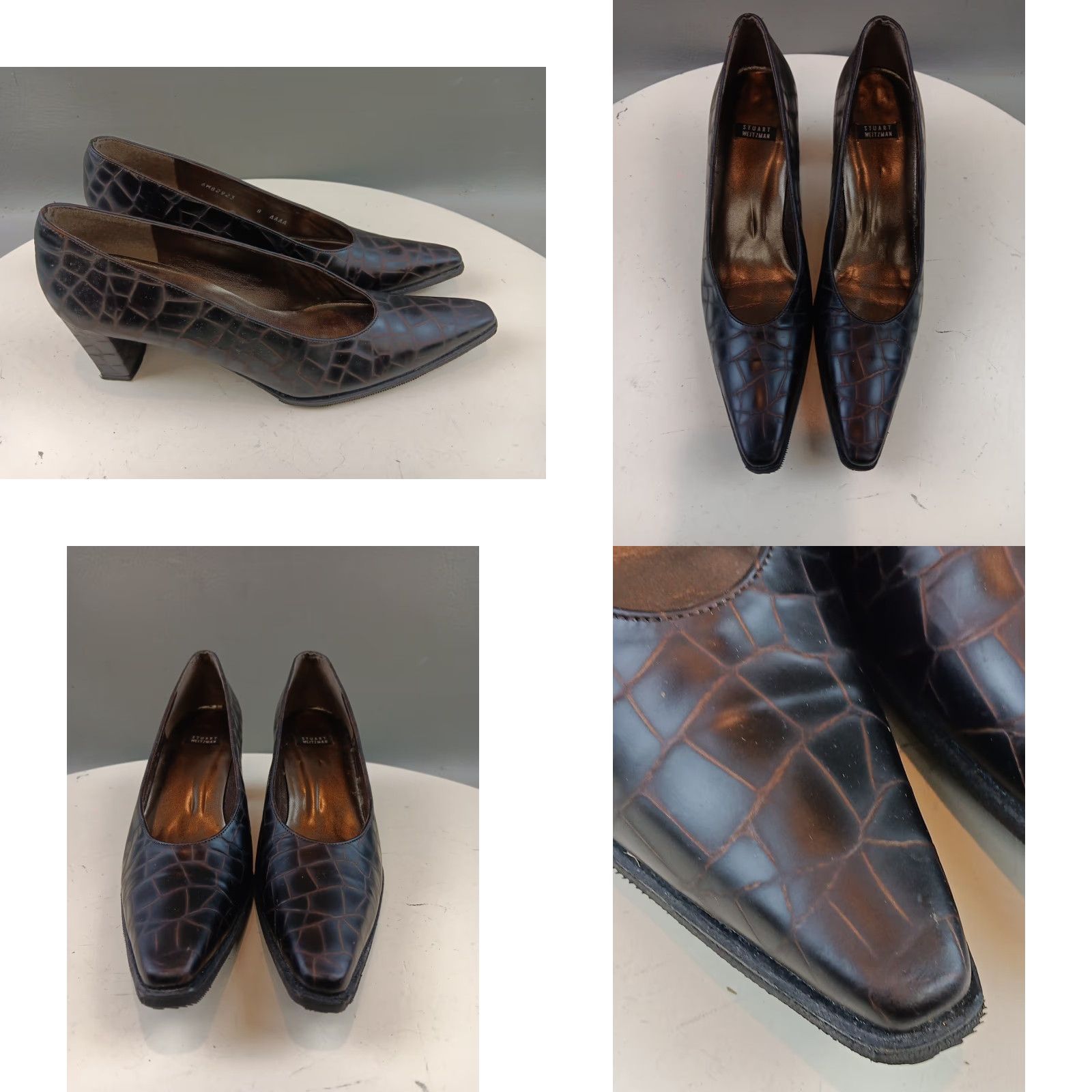 Stuart Weitzman VINTAGE Stuart Weitzman Pumps Shoes Size 8 Brown Croc Print Leather Dress Heels Size M / US 6-8 / IT 42-44 - 8 Thumbnail