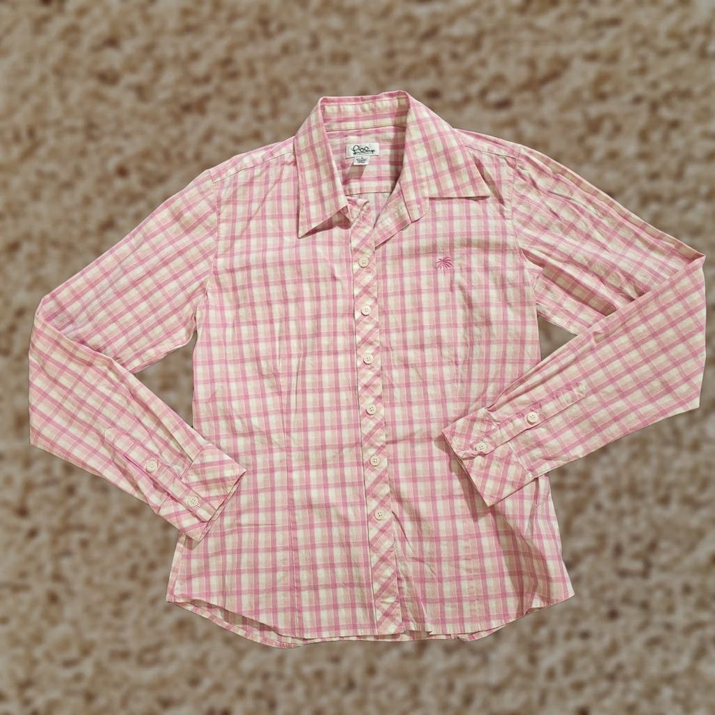 Lilly Pulitzer Lilly Pulitzer Top Womens 6 Pink Plaid Long Sleeve Button Classic Career Shirt Size M / US 6-8 / IT 42-44 - 1 Thumbnail