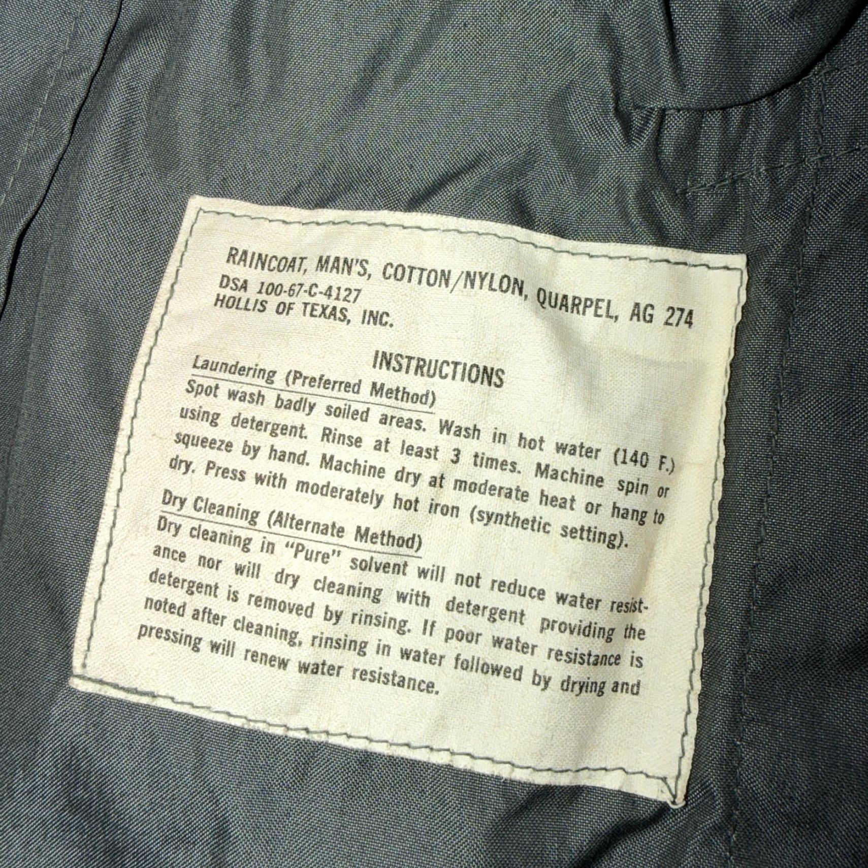 Vintage VTG 60s OD Green Army Military Rain Overcoat Mens S Jacket Trench Coat DSA 1967 Size US XXS / EU 40 - 3 Thumbnail