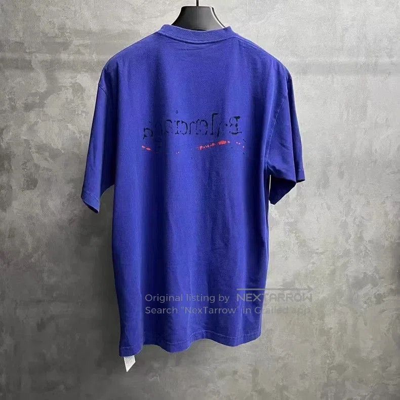 Balenciaga Balenciaga Blue Logo Print Oversized Tee. Size US XS / EU 42 / 0 - 2 Thumbnail