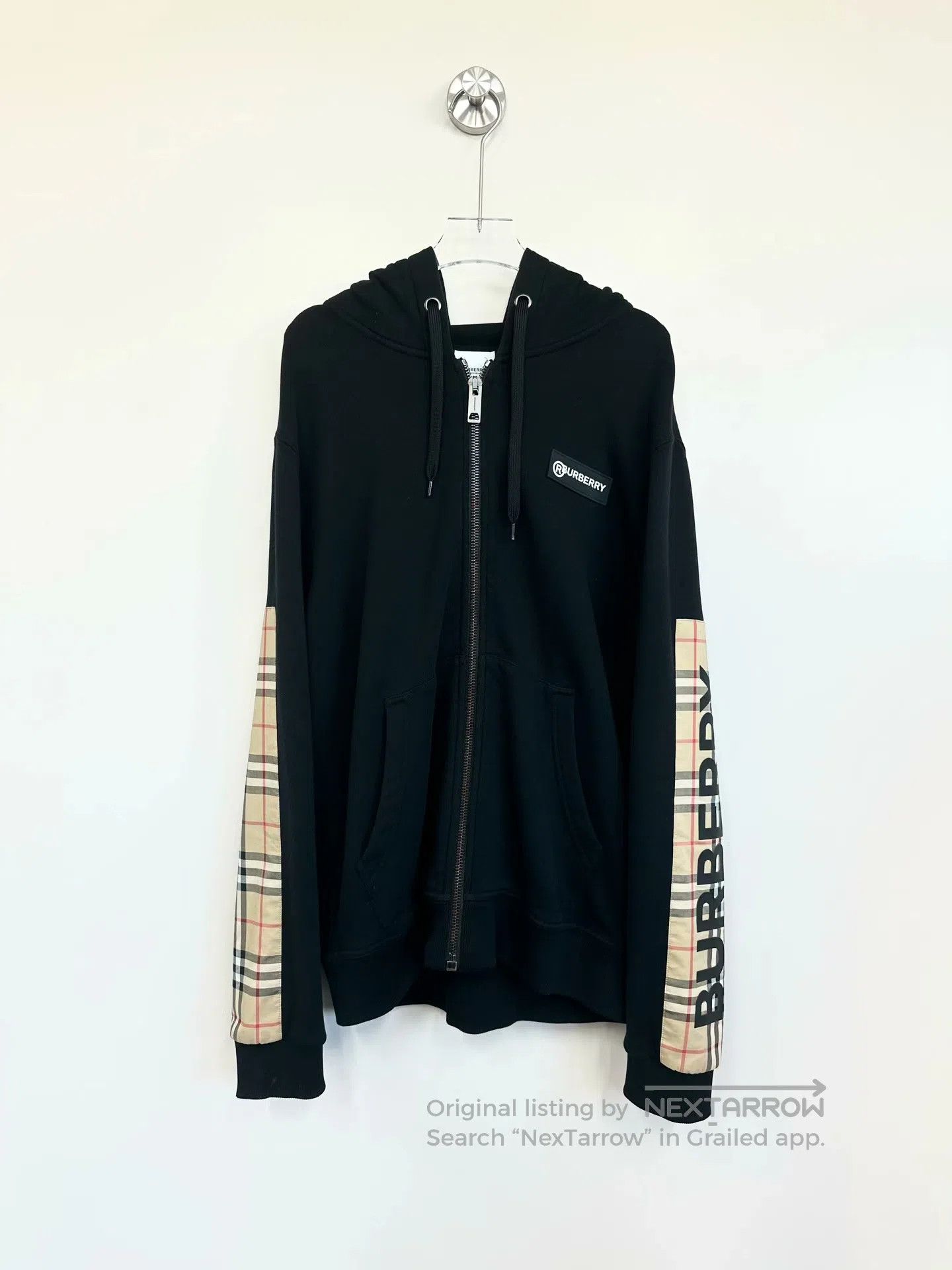 Burberry Burberry Black Classic Arm Plaid Logo Hooded Zipper Jacket Size S / US 4 / IT 40 - 1 Thumbnail