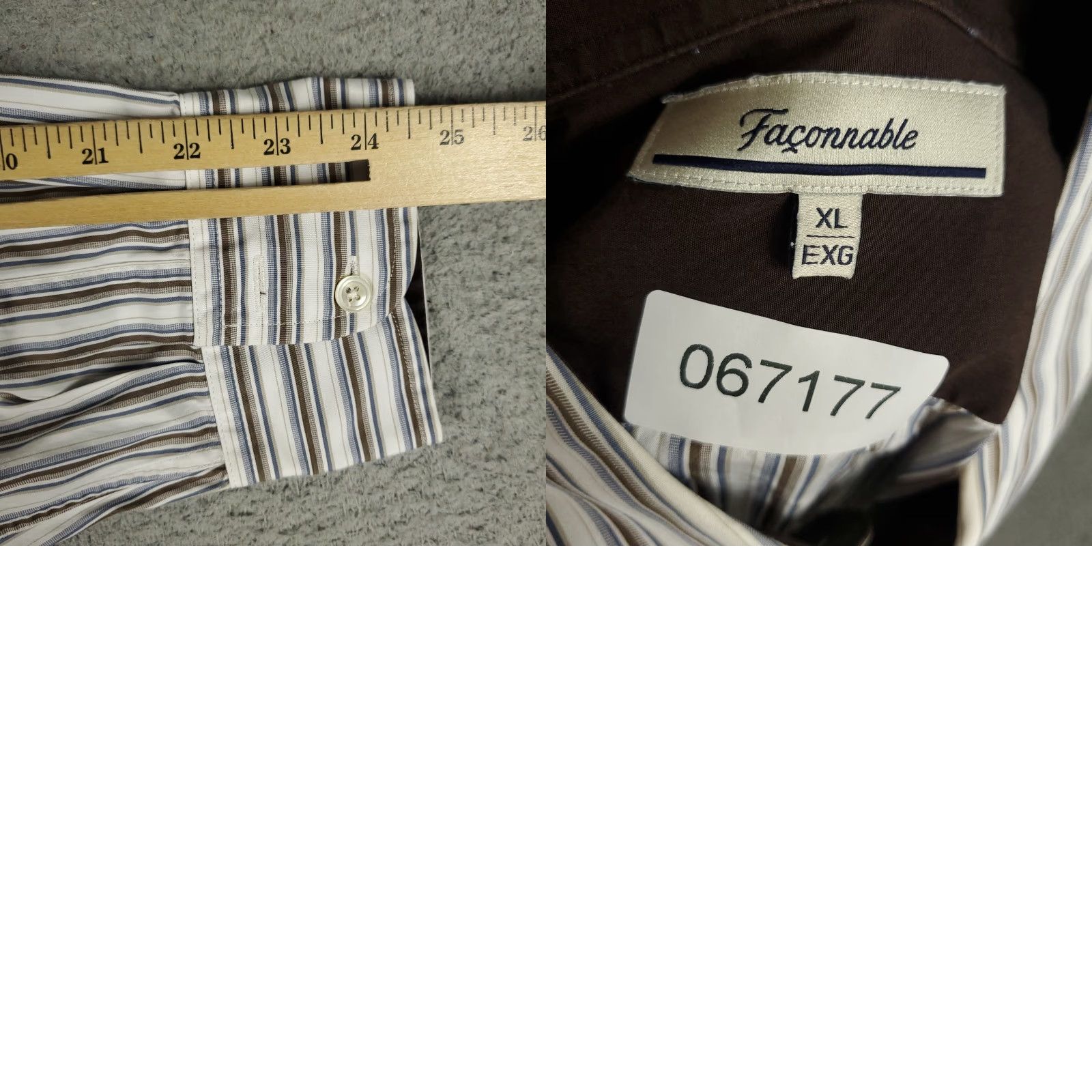 Faconnable Façonnable Shirt XL Mens Blue Brown Striped Button-Up Long Sleeve Casual Business, Preppy, Classic, Regular Fit Size US XL / EU 56 / 4 - 8 Thumbnail