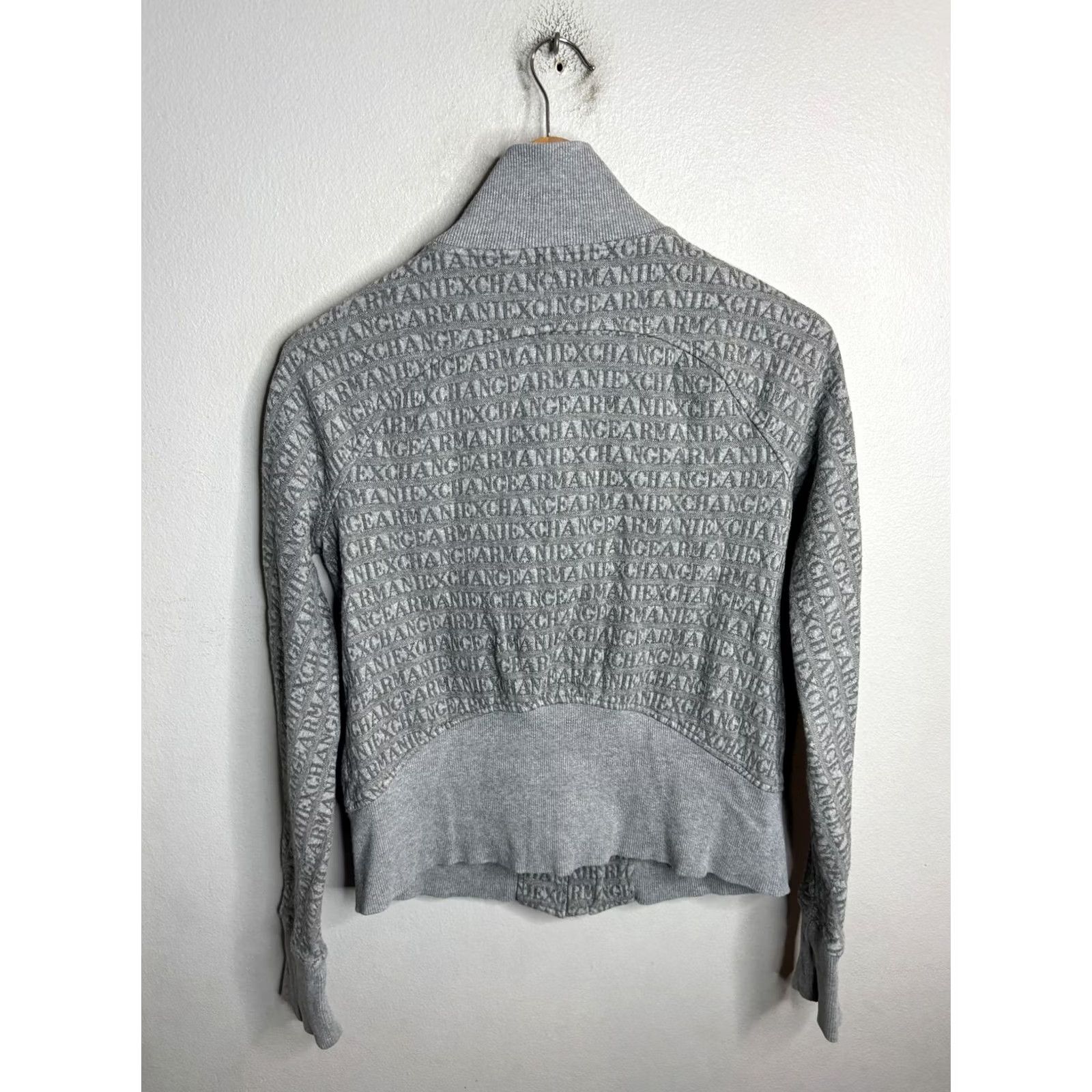 Armani Exchange Armani Exchange Sweater Womens Small Gray Full Zip Monogram Logo Stand Collar Size S / US 4 / IT 40 - 5 Thumbnail