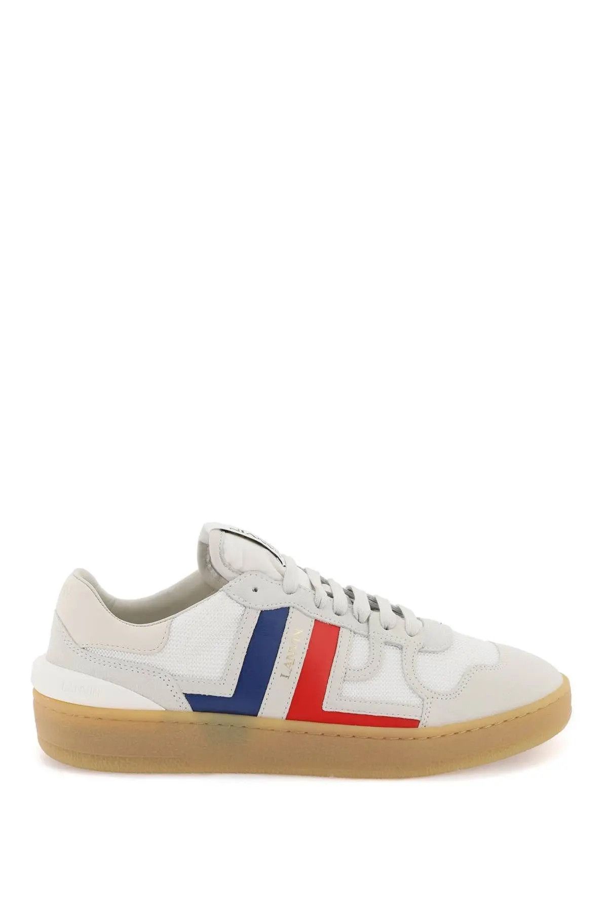 image of Lanvin O1S22I1N0324 Clay Sneakers In White/blue/red, Men's (Size 9)