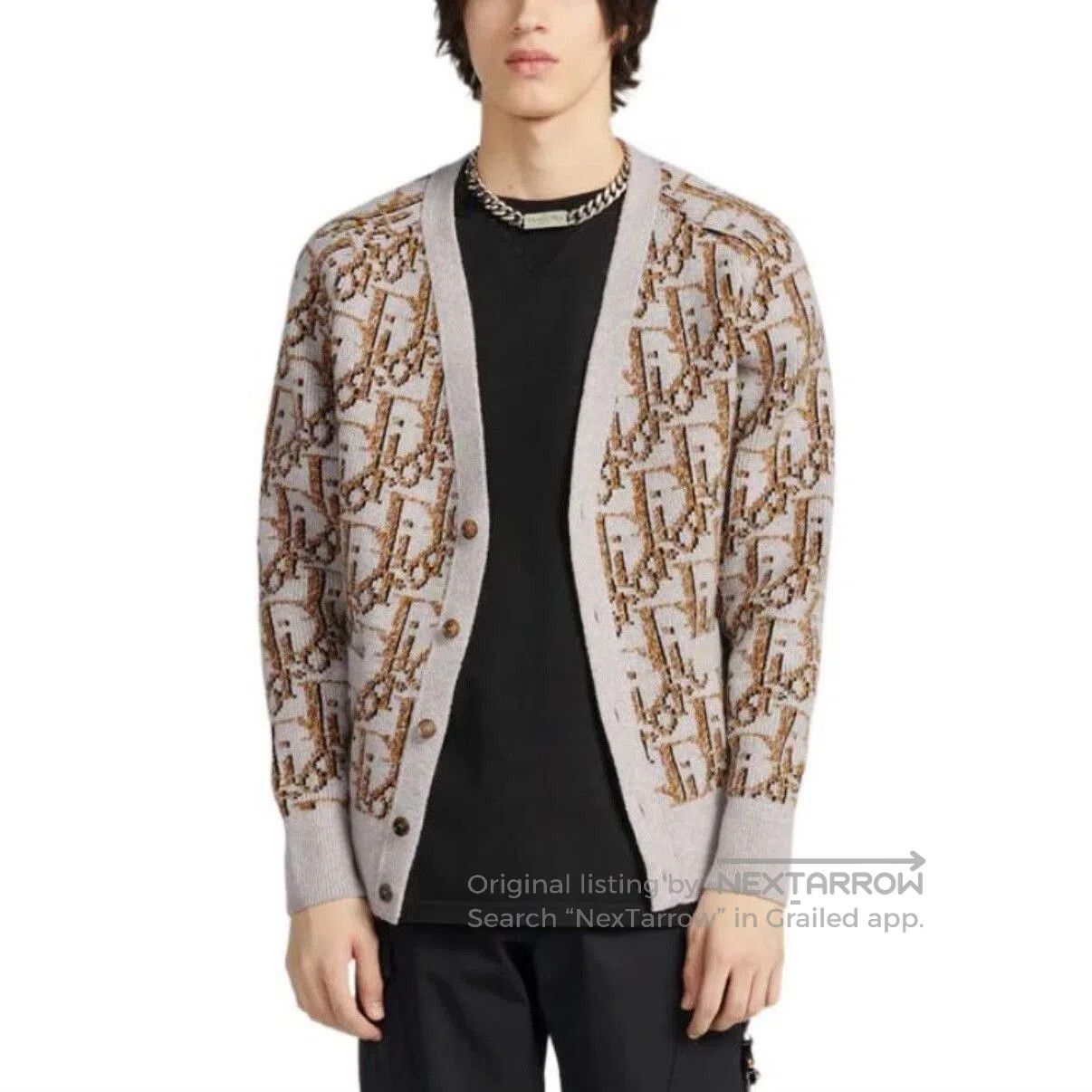 Dior dior oblique knit cardigan in beige brown. Size L / US 10 / IT 46 - 6 Thumbnail