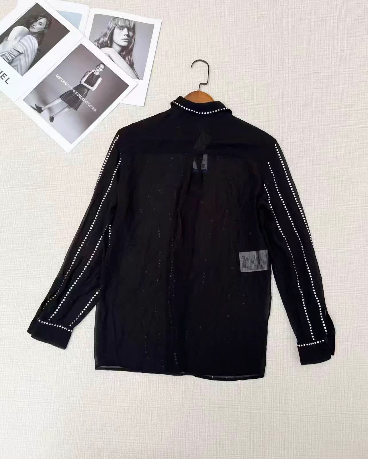 Miu Miu MIU MIU black crystal long sleeve shirt 36 Size XS / US 0-2 / IT 36-38 - 3 Thumbnail