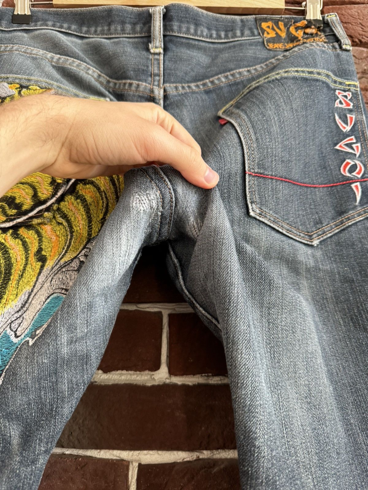 Ed Hardy Rare Vintage Sugoi Tiger Japan Denim Drip Pants Y2K 00s 36 Size US 36 / EU 52 - 11 Thumbnail