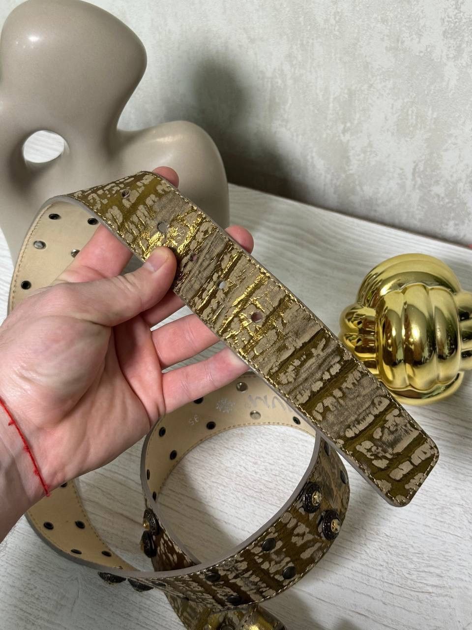 POST ARCHIVE FACTION (PAF) VTG Cowboy Style Leather Belt Gold Y2K 00s USA Hype Trend Size ONE SIZE - 8 Thumbnail
