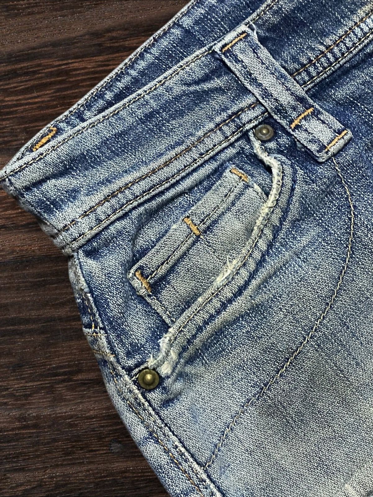 7 For All Mankind Vintage Japanese Brand C Seventeen Mud Wash Flare Jeans Size 31" - 9 Thumbnail