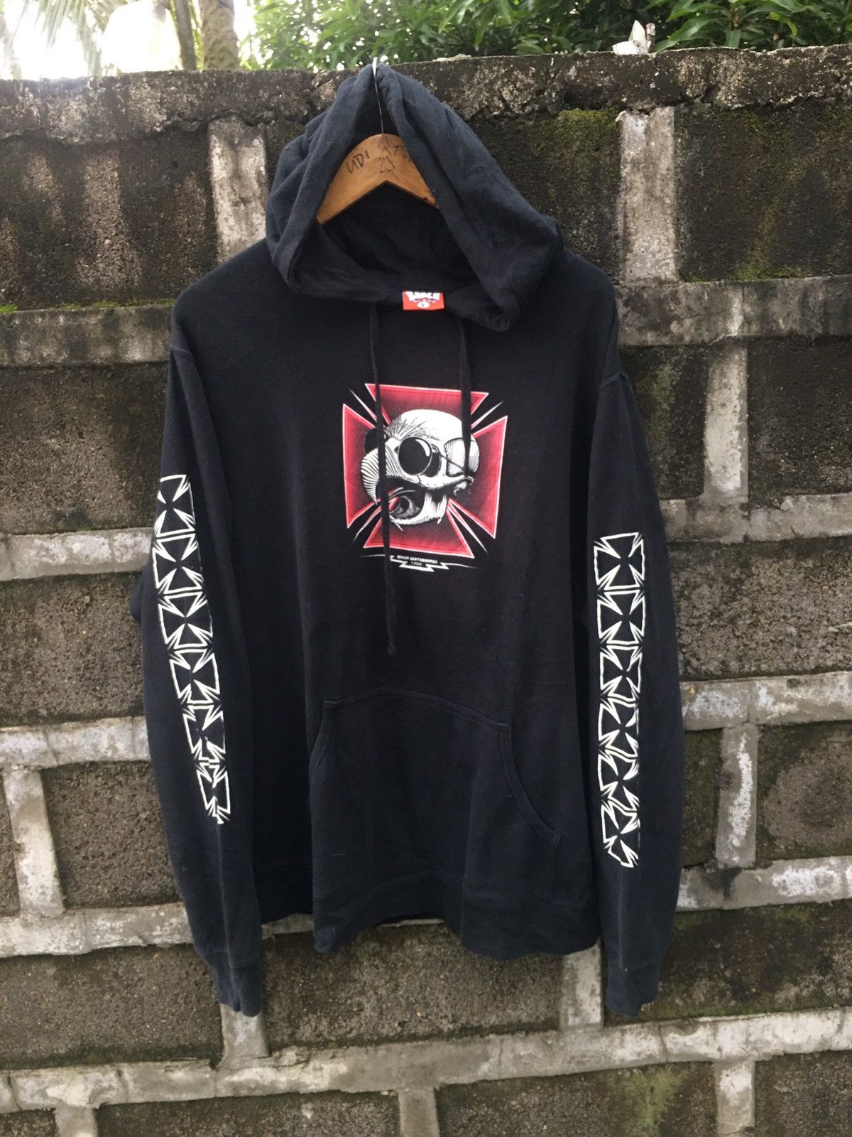image of Barker x Vintage Baker Skateboard Hoodei 2000 Riley Hawk in Black, Men's (Size Large)