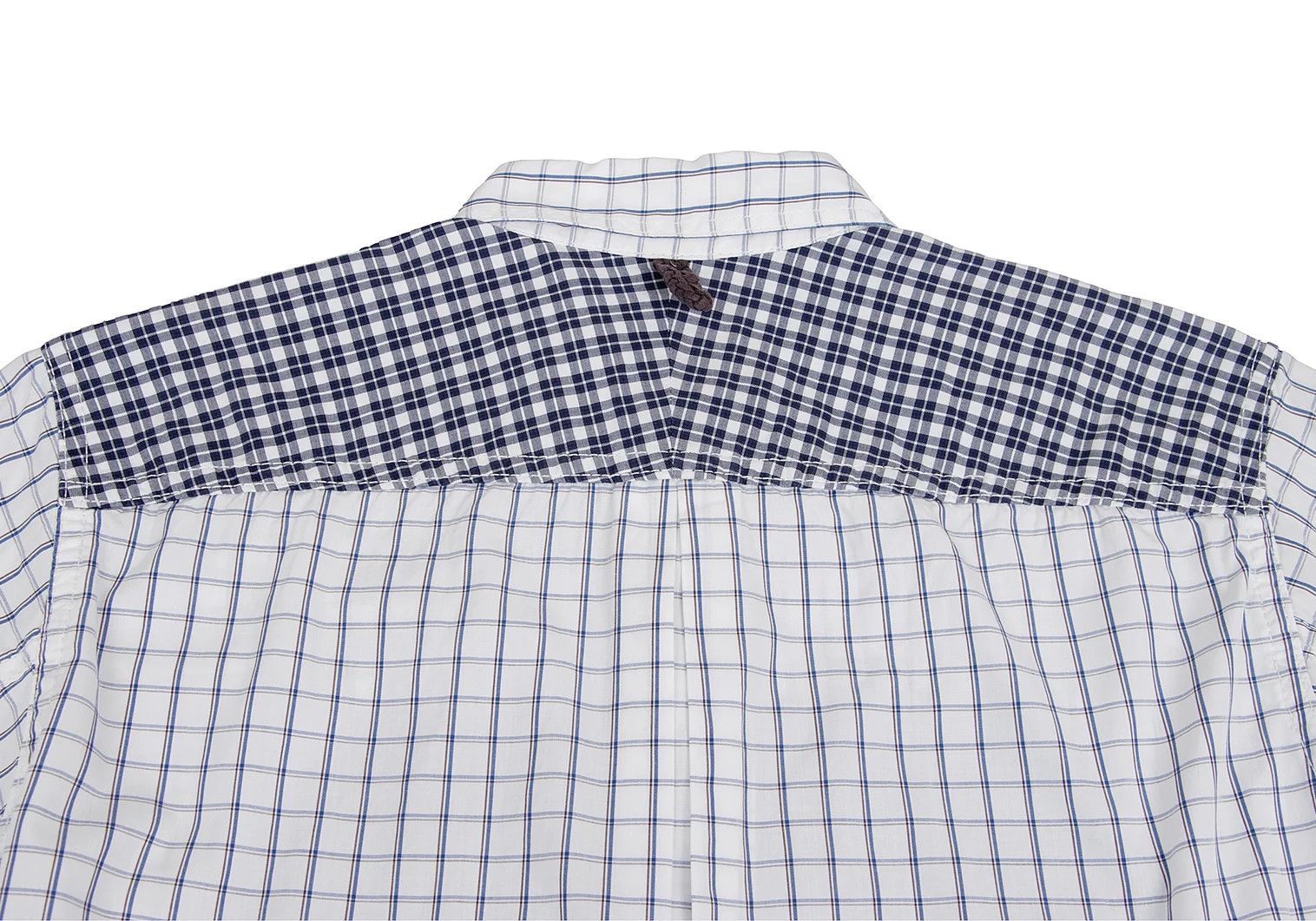 Junya Watanabe Patch Design Round Hem Check Button-Down Shirt White/Navy XS Size US XS / EU 42 / 0 - 14 Thumbnail