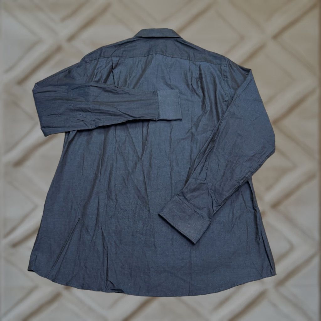 Tommy Hilfiger Slim Fit Dress Shirt Mens 16 34/35 Navy Blue Long Sleeve  Work NWT
