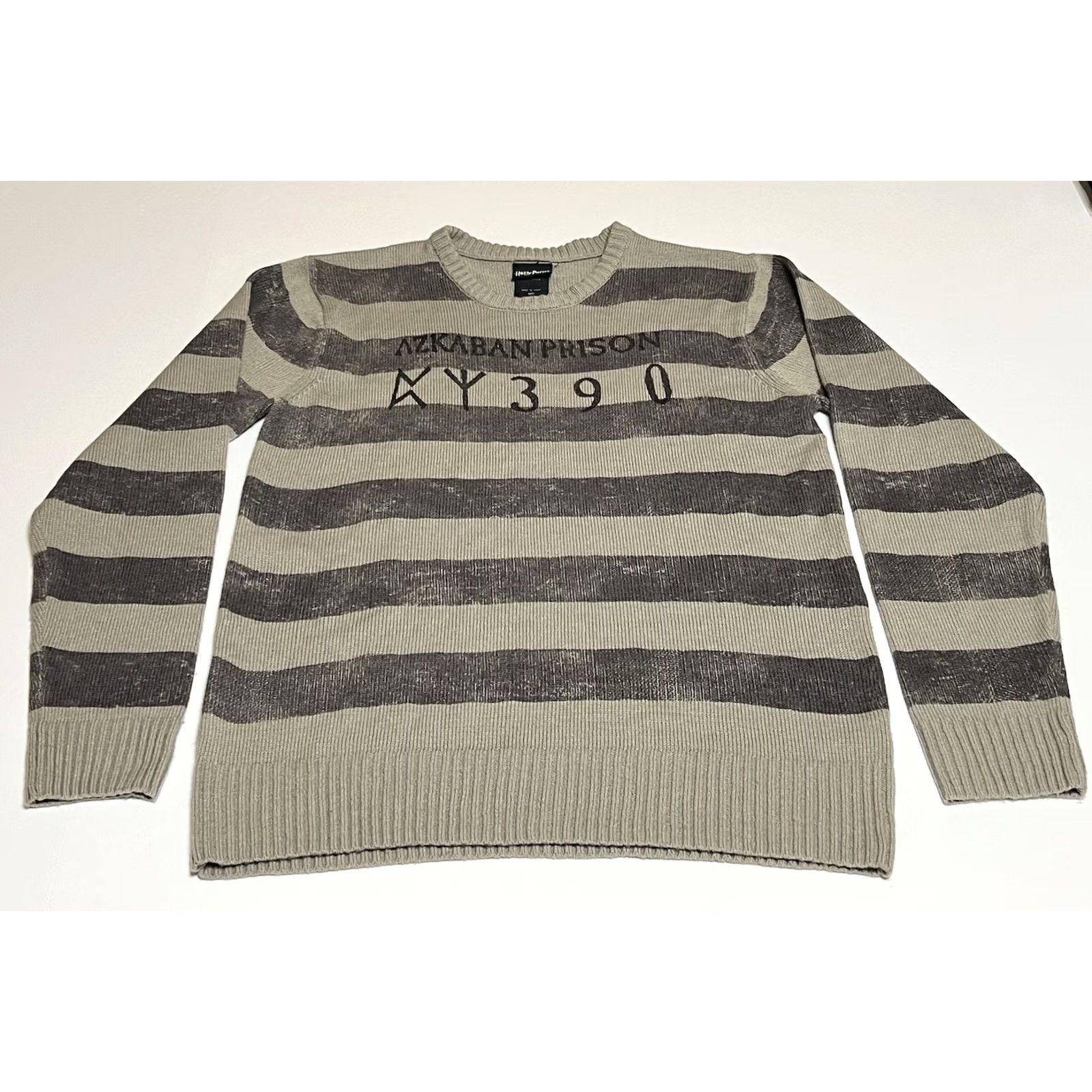 Vintage Harry Potter Azkaban Prisoner Sweater Grey Striped Size MEDIUM Womens Pullover Crew Neck Long Sleeve Knit Acrylic Size M / US 6-8 / IT 42-44 - 2 Thumbnail