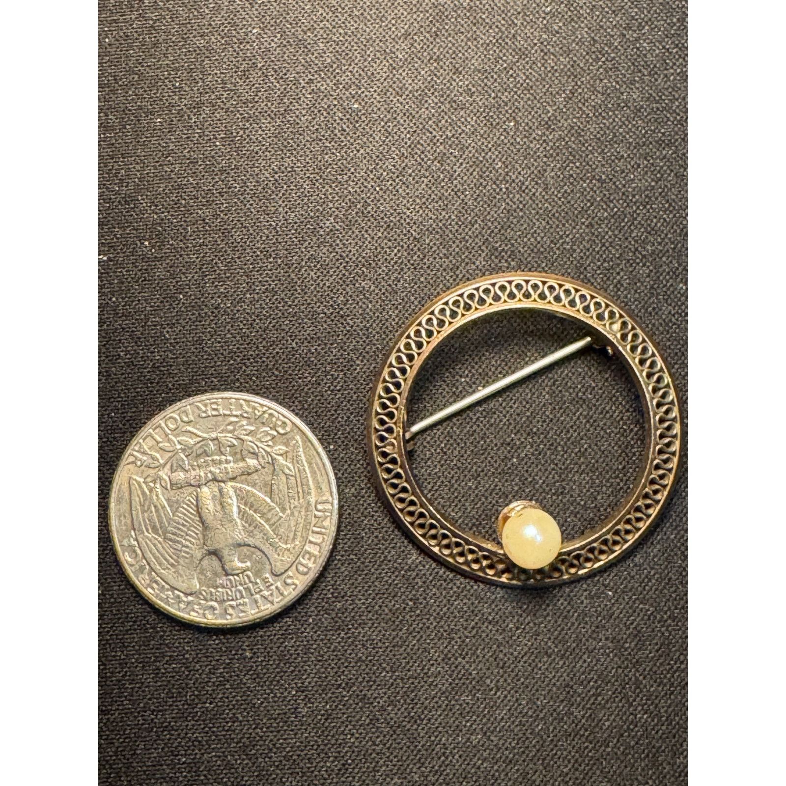 Other Vintage 1/20 12k Gold Filled Circle Real Pearl Brooch Size ONE SIZE - 3 Thumbnail