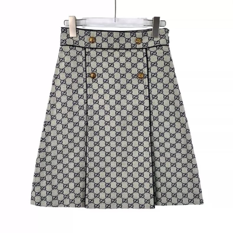 Gucci Gucci Beige gray logo jacquard full-print cotton casual ski Size 24" / US 00 / IT 34 - 1 Thumbnail