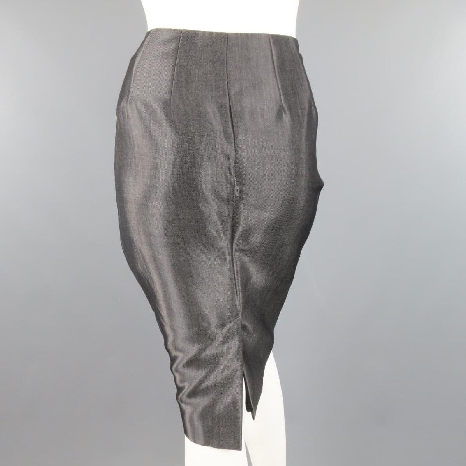 Ralph Lauren RALPH LAUREN Size 4 Metallic Wool Blend Denim Pencil Skirt Size 27" / US 4 / IT 40 - 6 Thumbnail