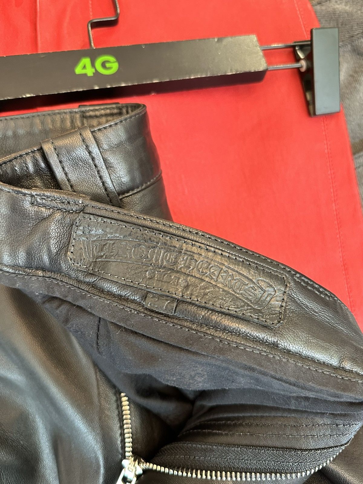 Chrome Hearts CHROME HEARTS LEATHER FLUR KNEE PANTS Size US 27 - 4 Thumbnail