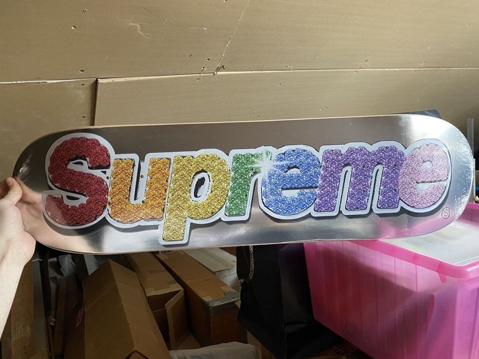 Supreme Supreme BLING Box Logo Skateboard deck Platinum 8.25