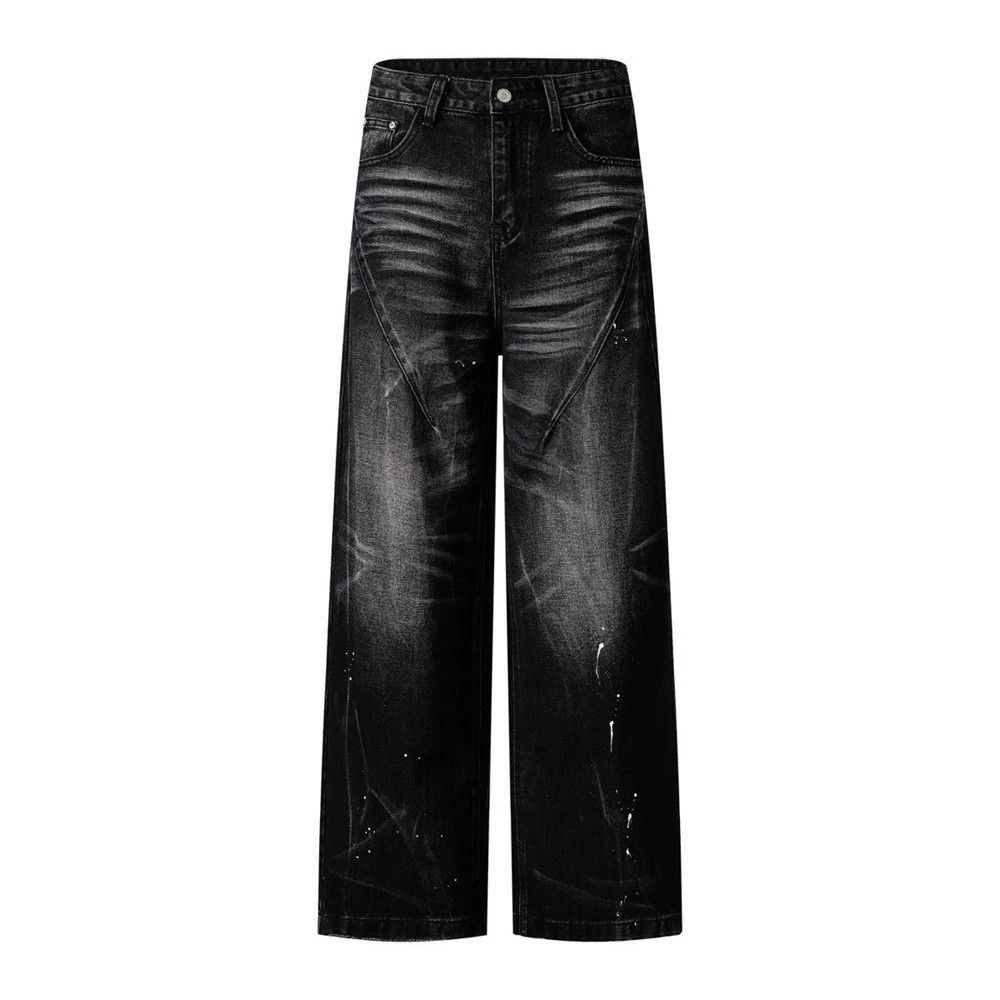 Jean Men's punk washed distressed straight-leg jeans Size US 32 / EU 48 - 1 Thumbnail