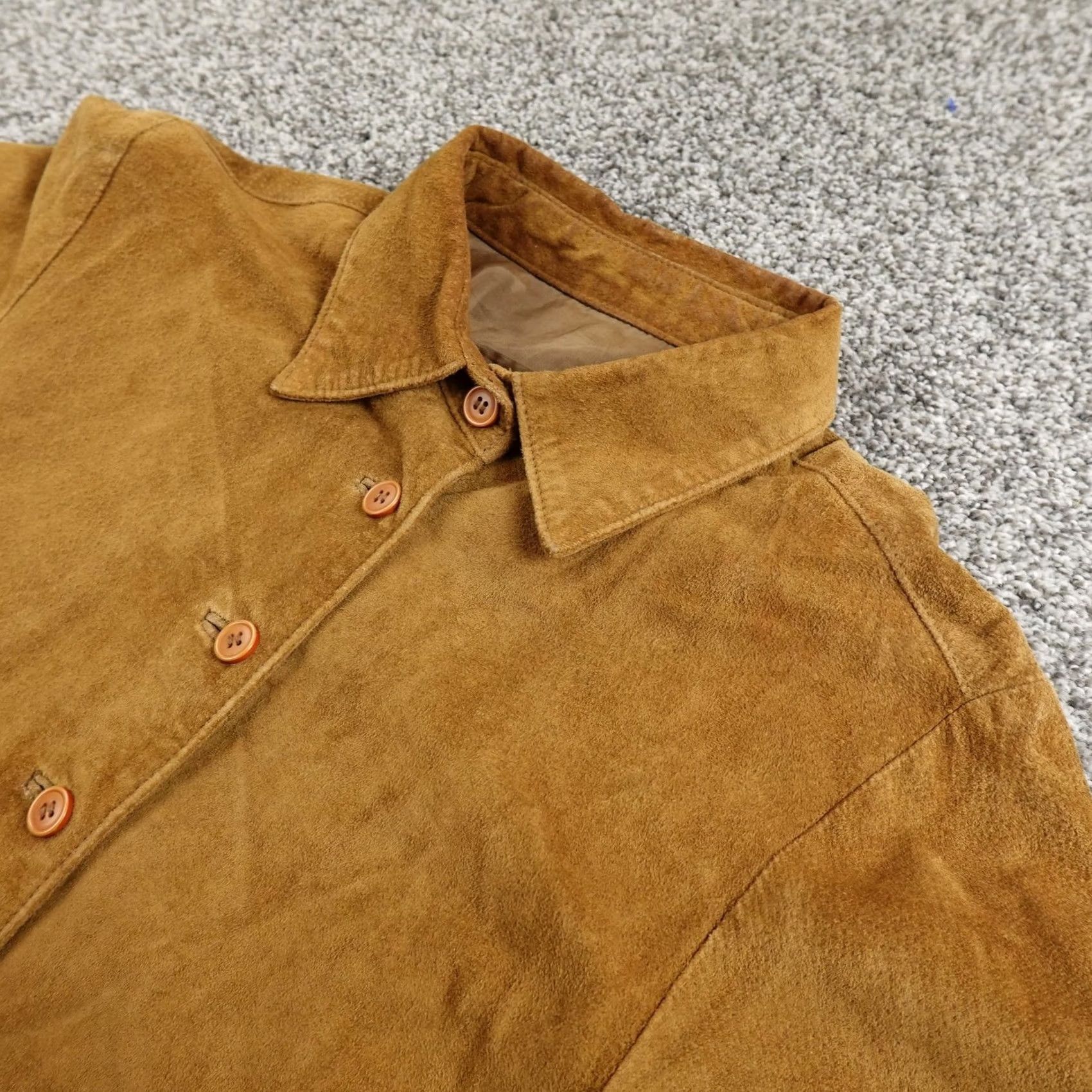 Vintage Leather Jacket Womens PS Brown Suede Button Front Shacket Coat Lined Top Size S / US 4 / IT 40 - 2 Thumbnail