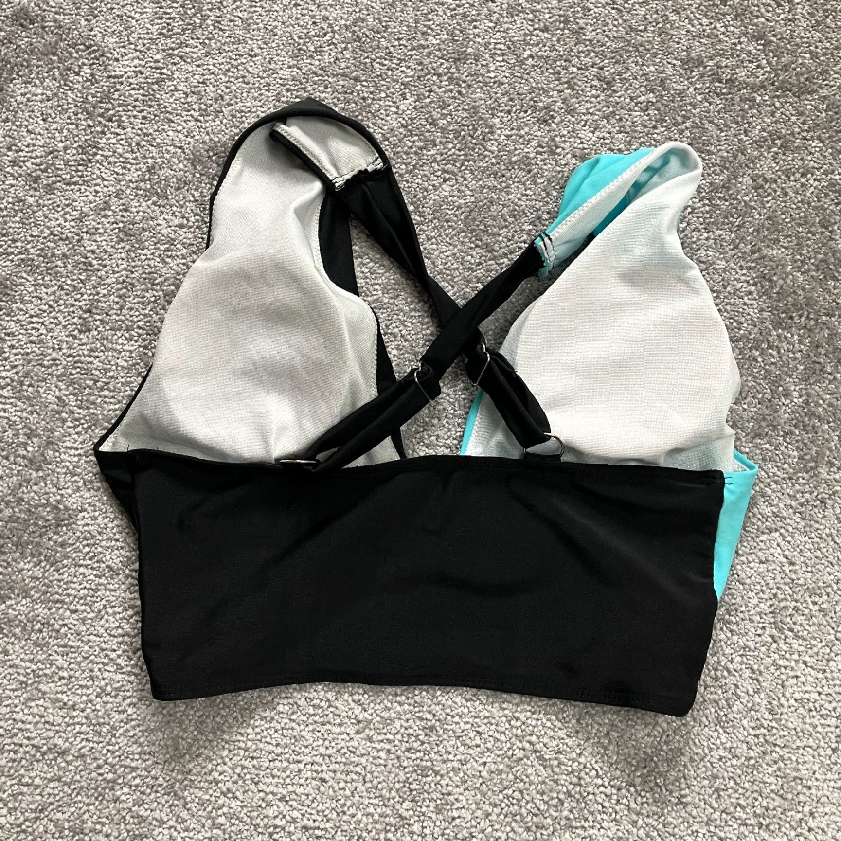 Vintage Unbranded Bikini Top Swimwear Womens Medium Black And Blue Padded Summer Beach Size M / US 6-8 / IT 42-44 - 2 Thumbnail