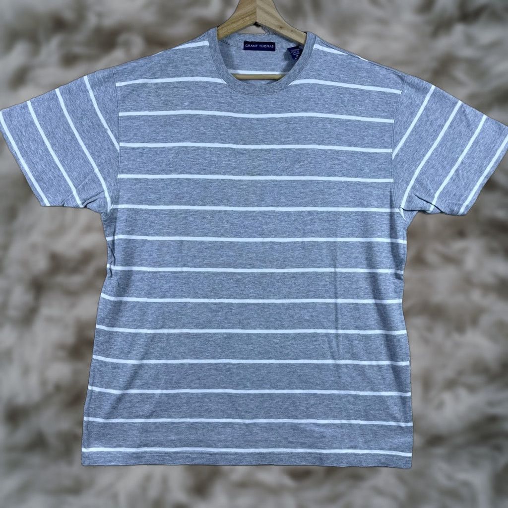 Vintage VINTAGE Grant Thomas 90s Striped T-Shirt Mens M Gray White Surf Skate Y2K Shirt Size US M / EU 48-50 / 2 - 1 Thumbnail