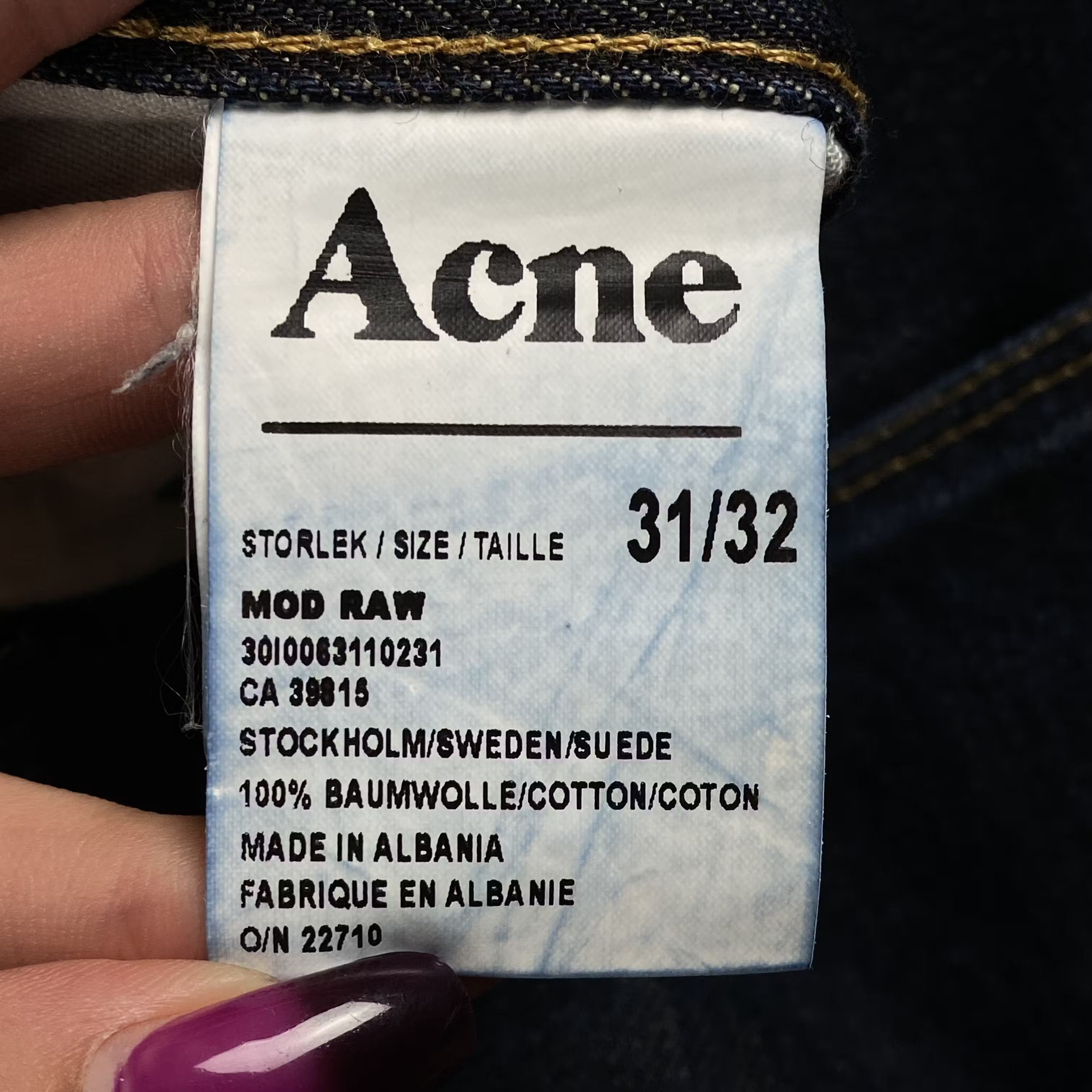 Acne Studios Mens Jeans Denim Acne Size 31/32 Size US 31 - 7 Thumbnail