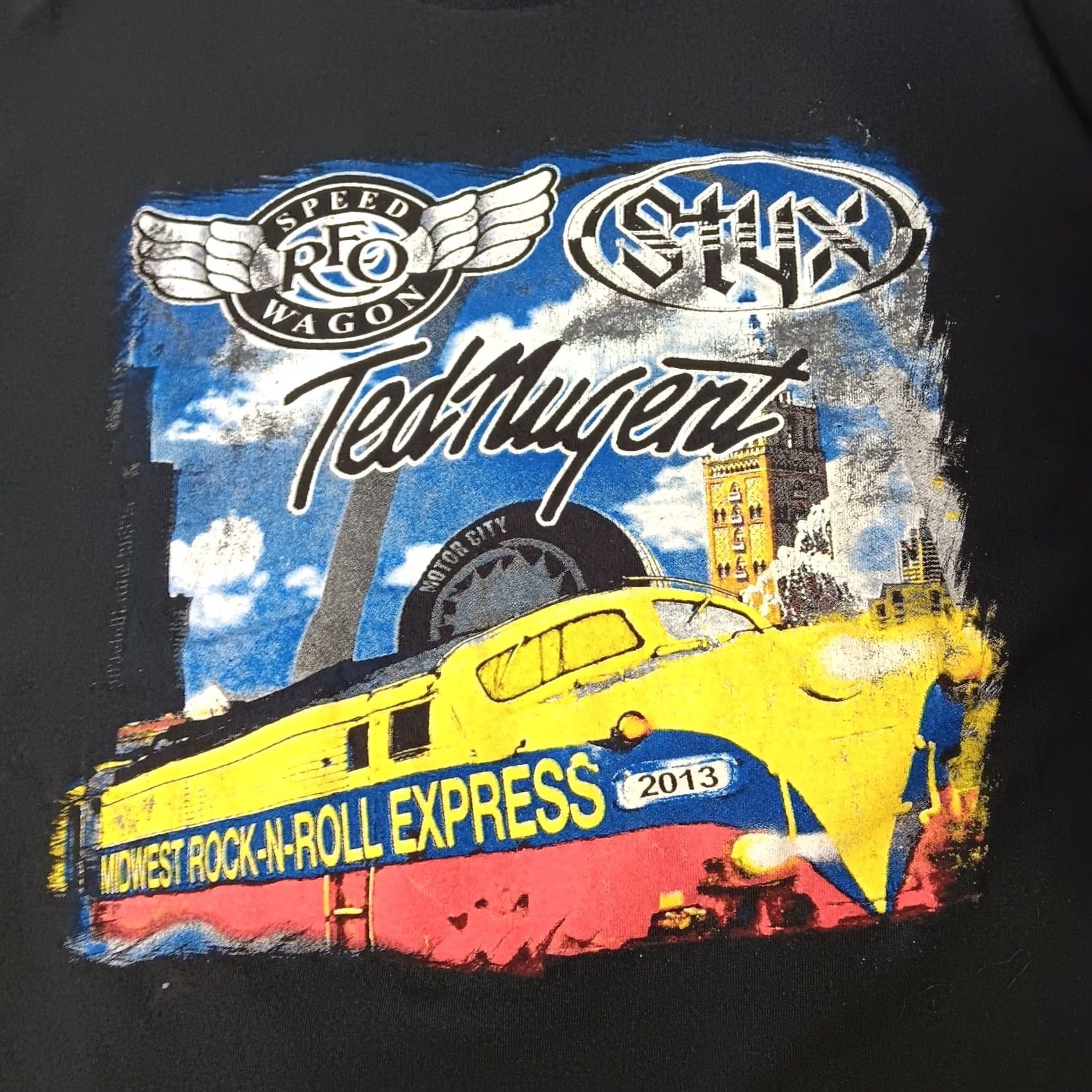 Vintage VINTAGE REO Speedwagon Styx Ted Nugent Tour Shirt 2XL Black Cotton Crew Neck Short Sleeve Men Band Rock n Roll Midwest 2010s Size US XXL / EU 58 / 5 - 2 Thumbnail
