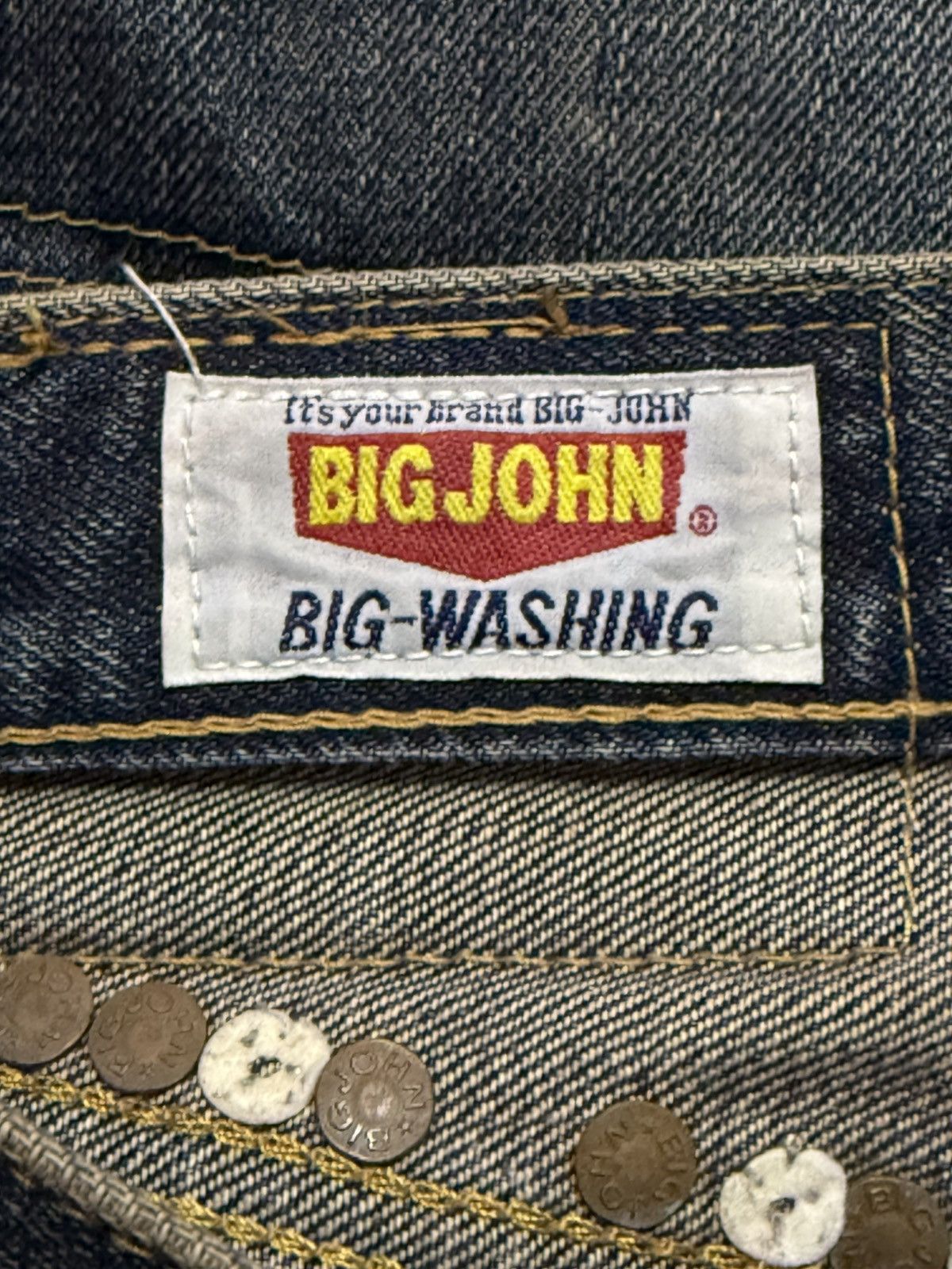 Big John × Edwin × Japanese Brand 90s Big John Studded Gemstone Tribal Flame Mud Wash Jeans Size US 30 / EU 46 - 22 Thumbnail