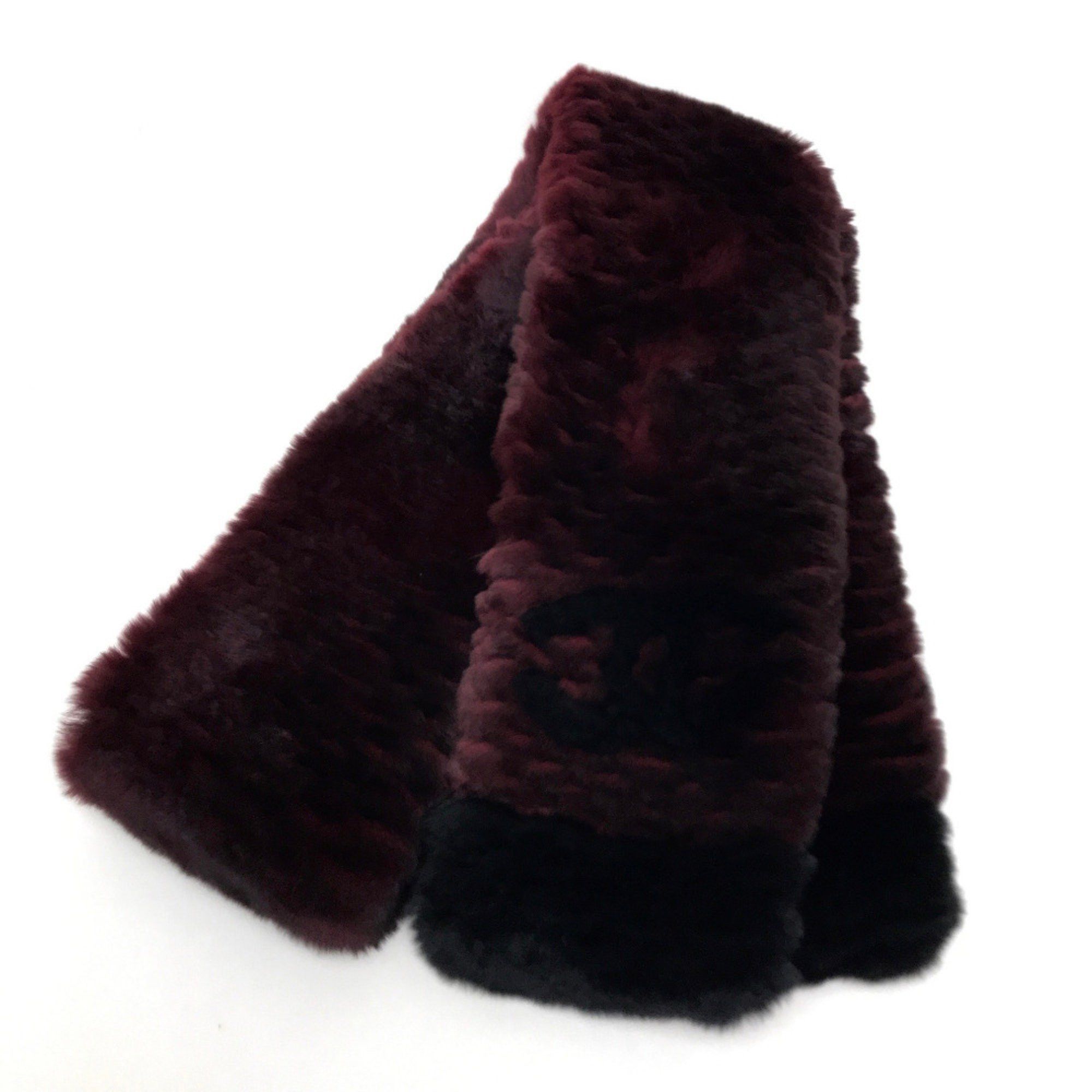 Chanel Chanel CC Mark Scarf Red Bordeaux Black Size ONE SIZE - 1 Thumbnail