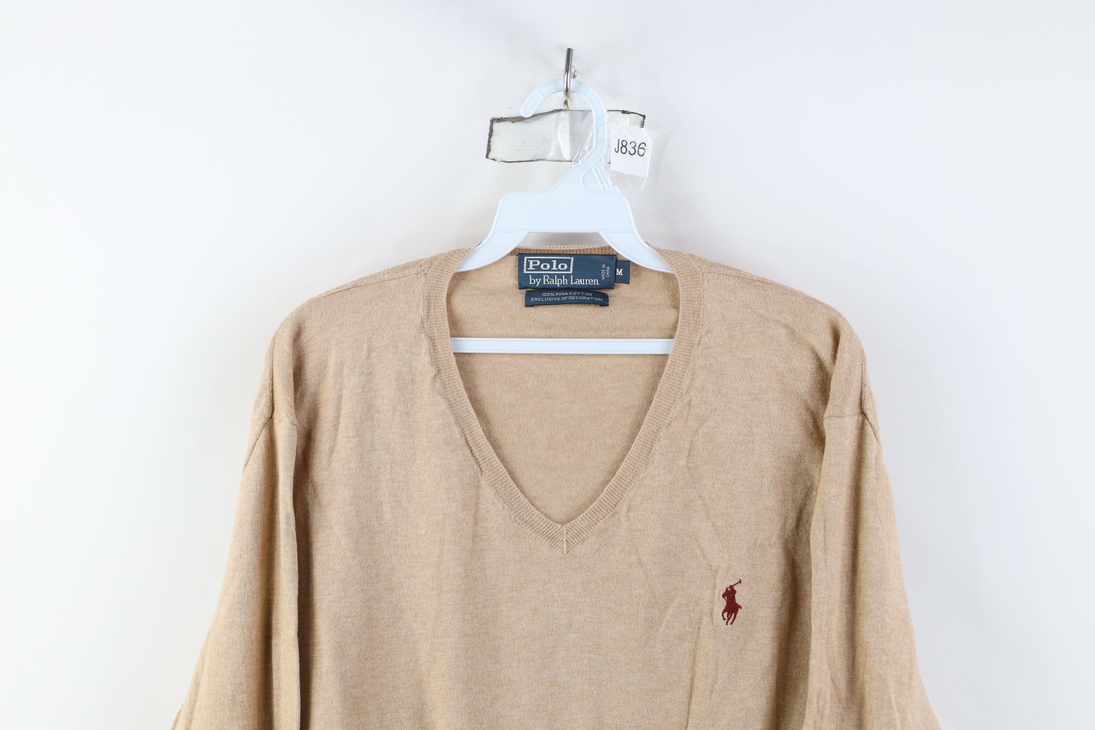 Ralph Lauren Vintage 90s Ralph Lauren Pima Cotton Knit Sweater Beige Size US M / EU 48-50 / 2 - 2 Thumbnail