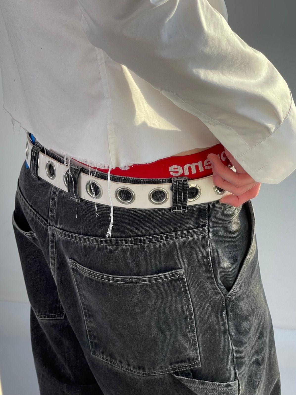 Pre-owned Hysteric Glamour Vintage Belts Y2k Rhinestones Punk Leather Belt Japanese In White