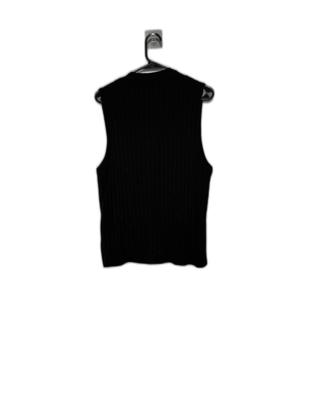 Designer Geoffrey Beene Men's Black Merino Wool Cardigan Vest Size US M / EU 48-50 / 2 - 2 Thumbnail