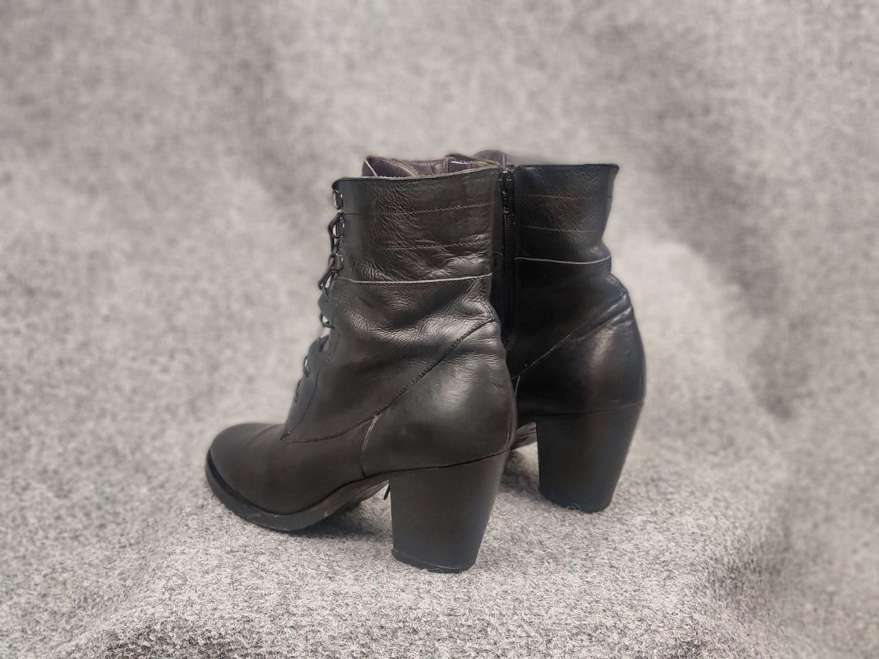 MoMA Moma Design Lace up zip Black leather Ankle heeled Boots Size US 10 / IT 40 - 8 Thumbnail