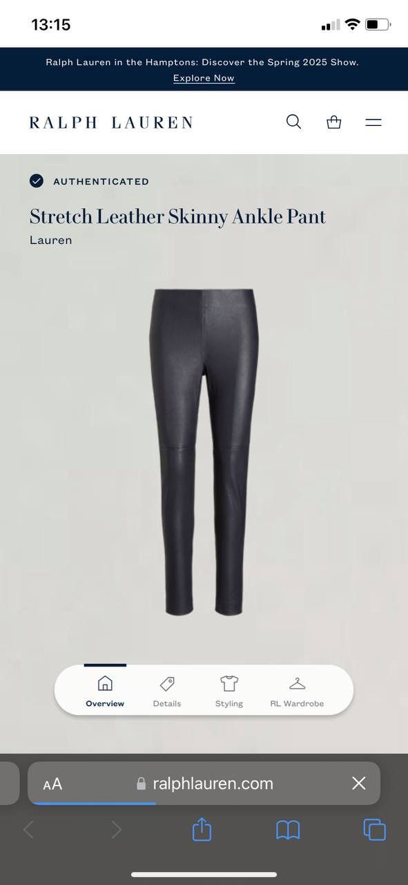 Lauren Ralph Lauren × Polo Ralph Lauren × Ralph Lauren Black Label 🔥 Lauren Ralph Lauren Skinny Leather Ankle Pants Stretch Size 27" / US 4 / IT 40 - 14 Thumbnail
