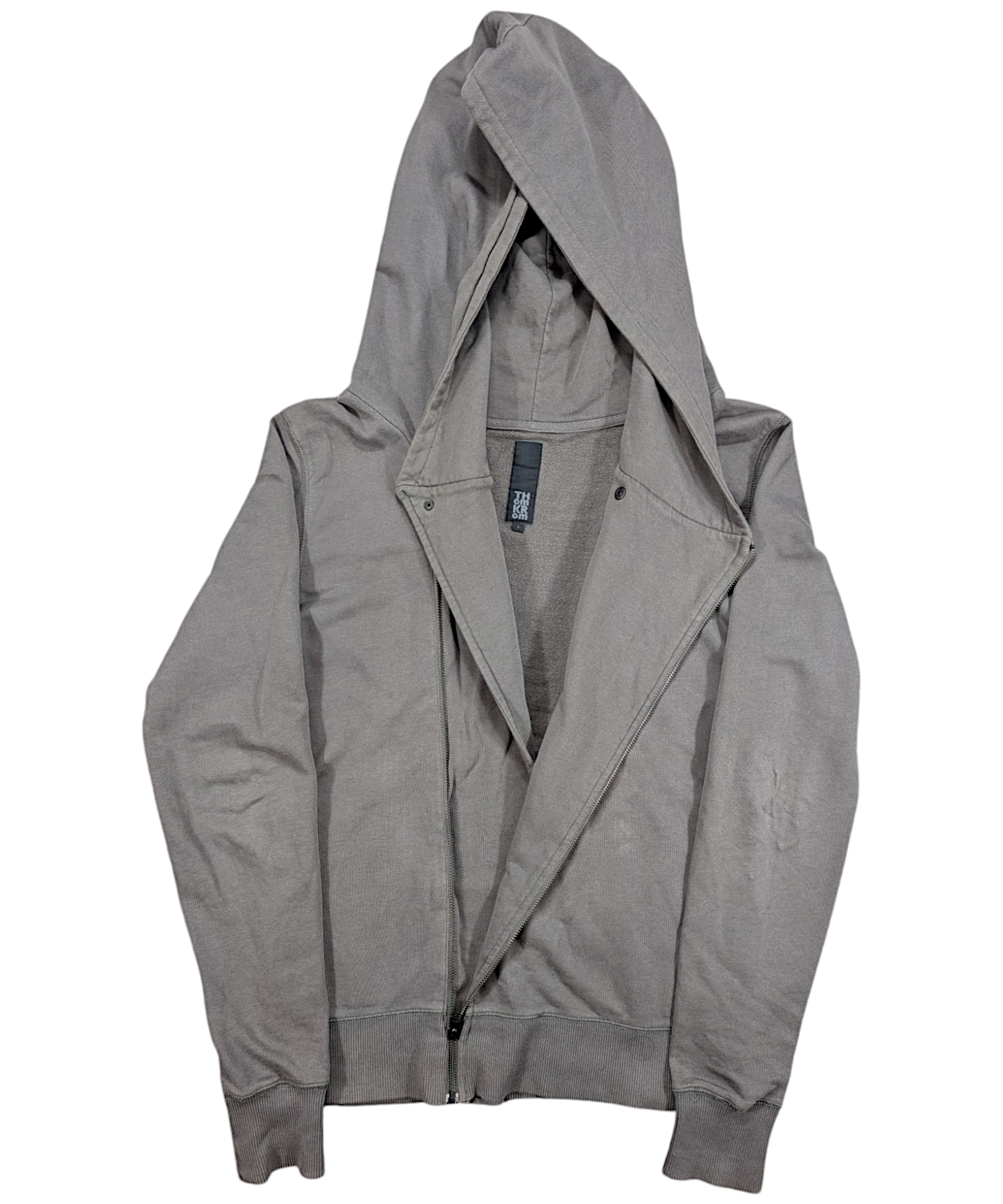 Thom Krom Thom Krom Grey Diagonal Asymmetrical Zip Up Hoodie Rick Size US S / EU 44-46 / 1 - 2 Thumbnail