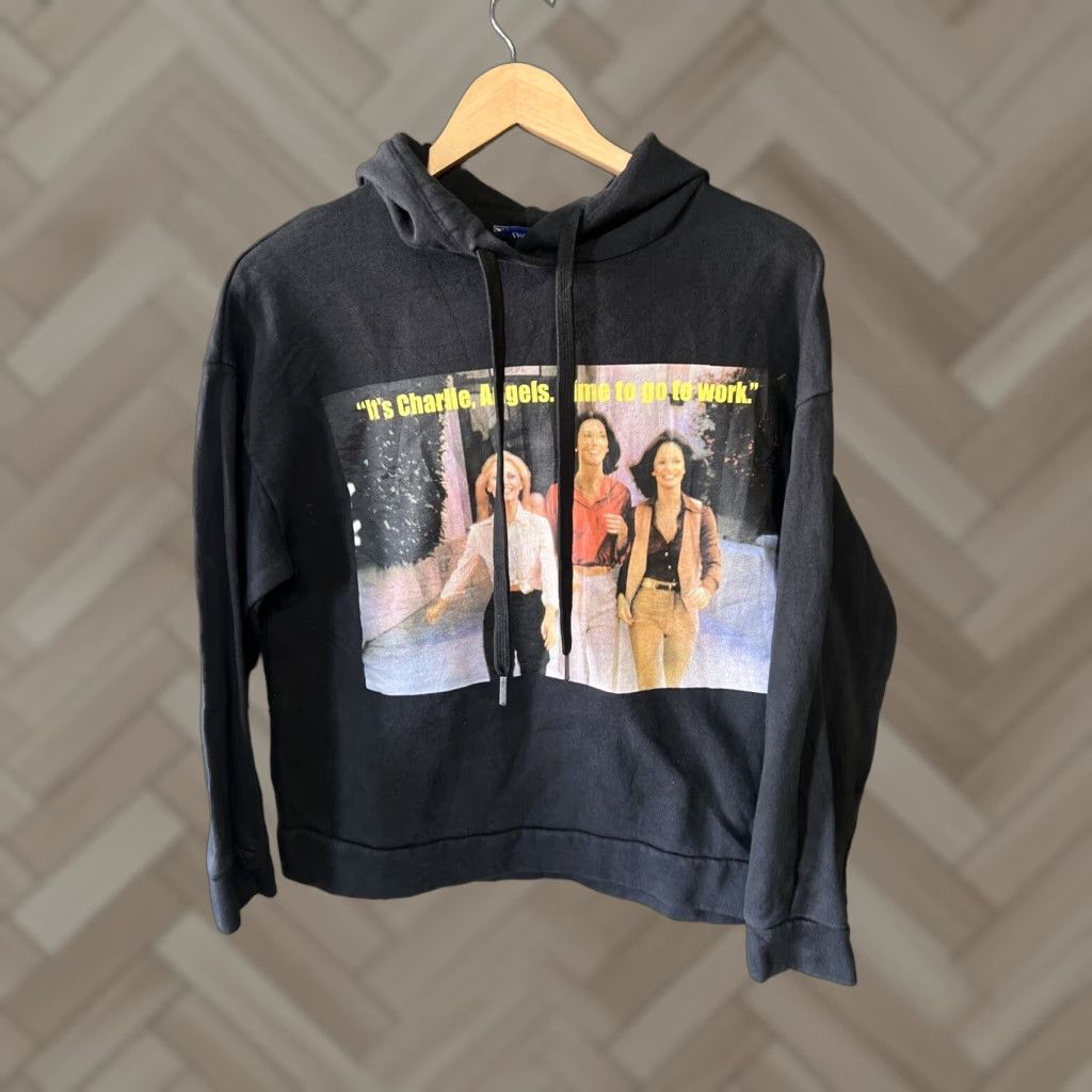 Zara Charlies Angels TV Show Time To Go To Work Hoodie S Small Black Unisex Adults Crew Neck Long Sleeve Solid Cotton Angel Shirt) Size US S / EU 44-46 / 1 - 1 Thumbnail