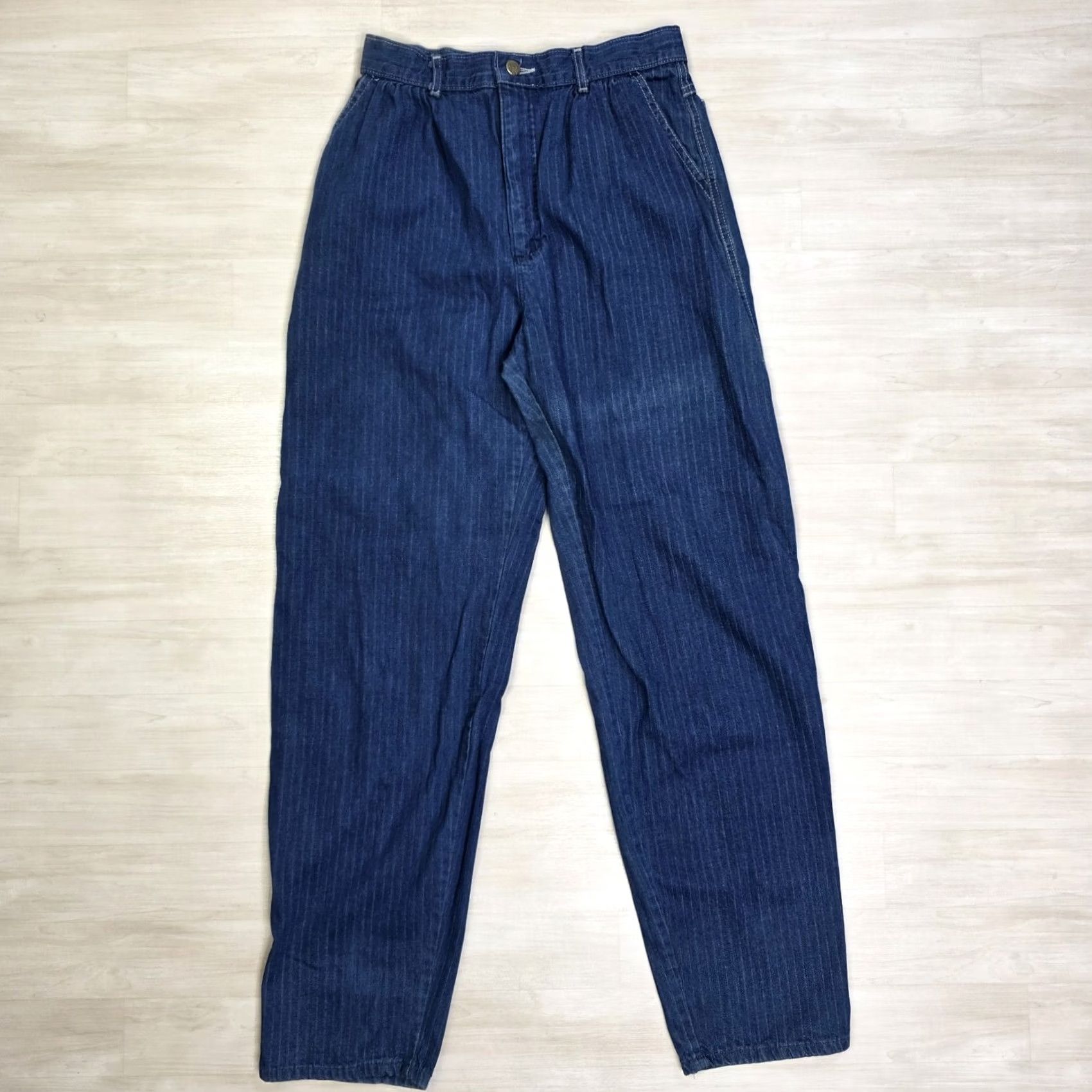 Lee VINTAGE Lee Jeans Blue Pinstripe High Rise Straight Leg Denim 25 x 30 Womens 90s Straight Jeans Size 42" / US 20 - 2 Thumbnail